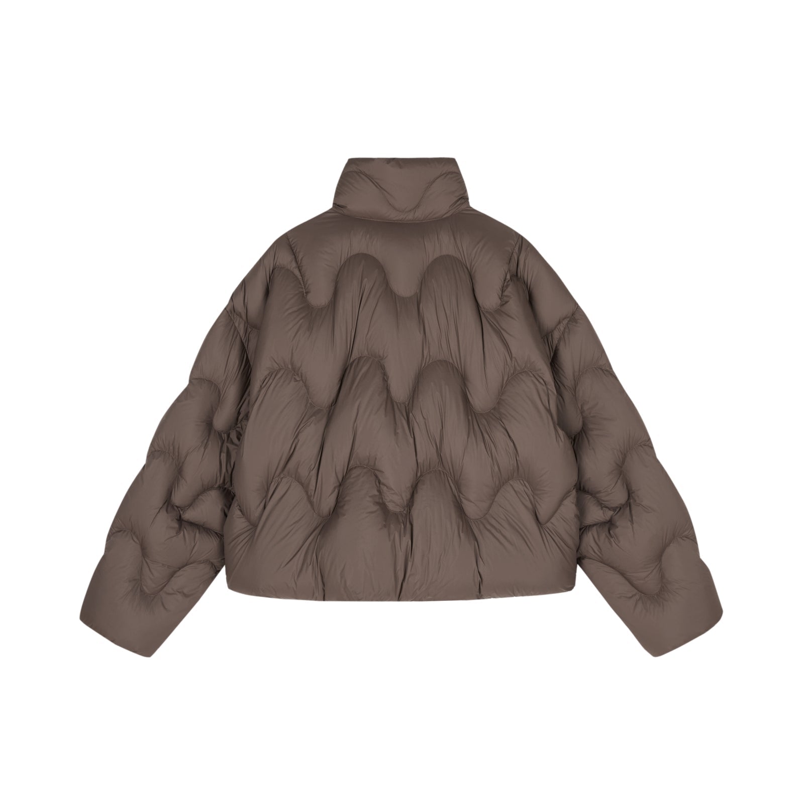 Damen Boxy Daunenjacke mit Wellen-Steppung in Braun JNBY
