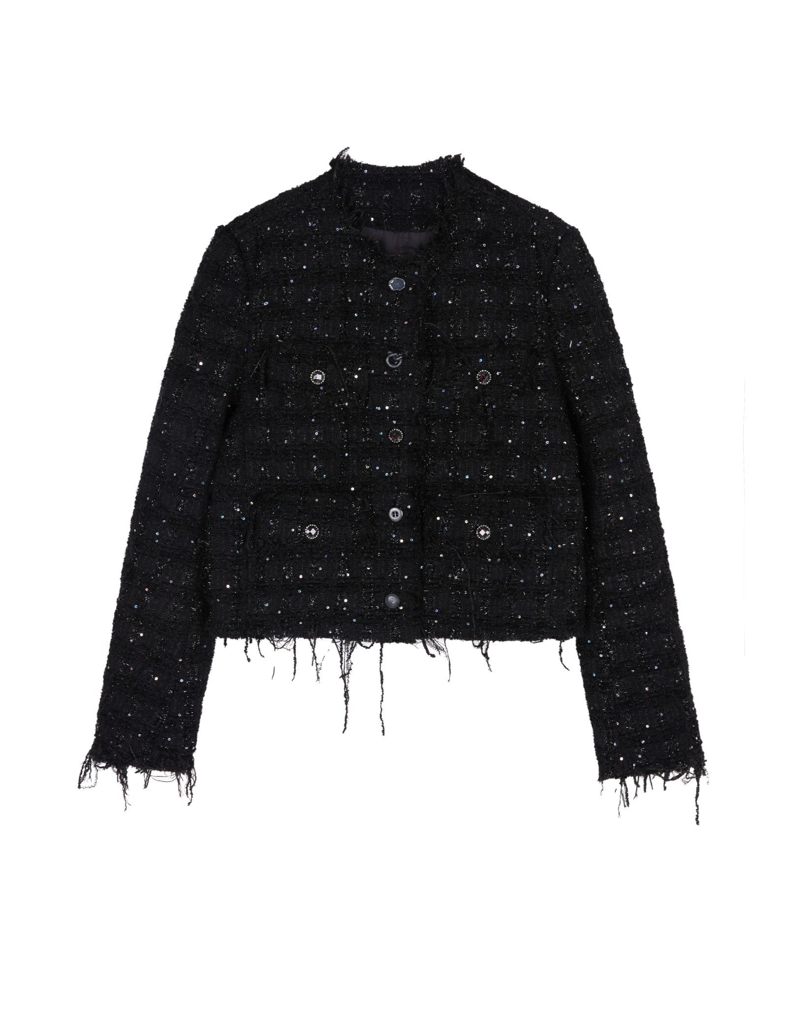 Damen Regular Daunenjacke mit Funkel-Optik & Fransensaum JNBY