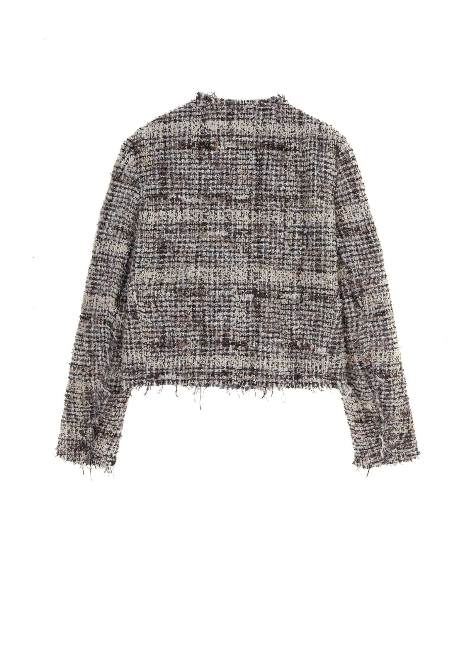 Moderne Damen Bouclé Kurzjacke mit Fransen & Statement-Knöpfen JNBY