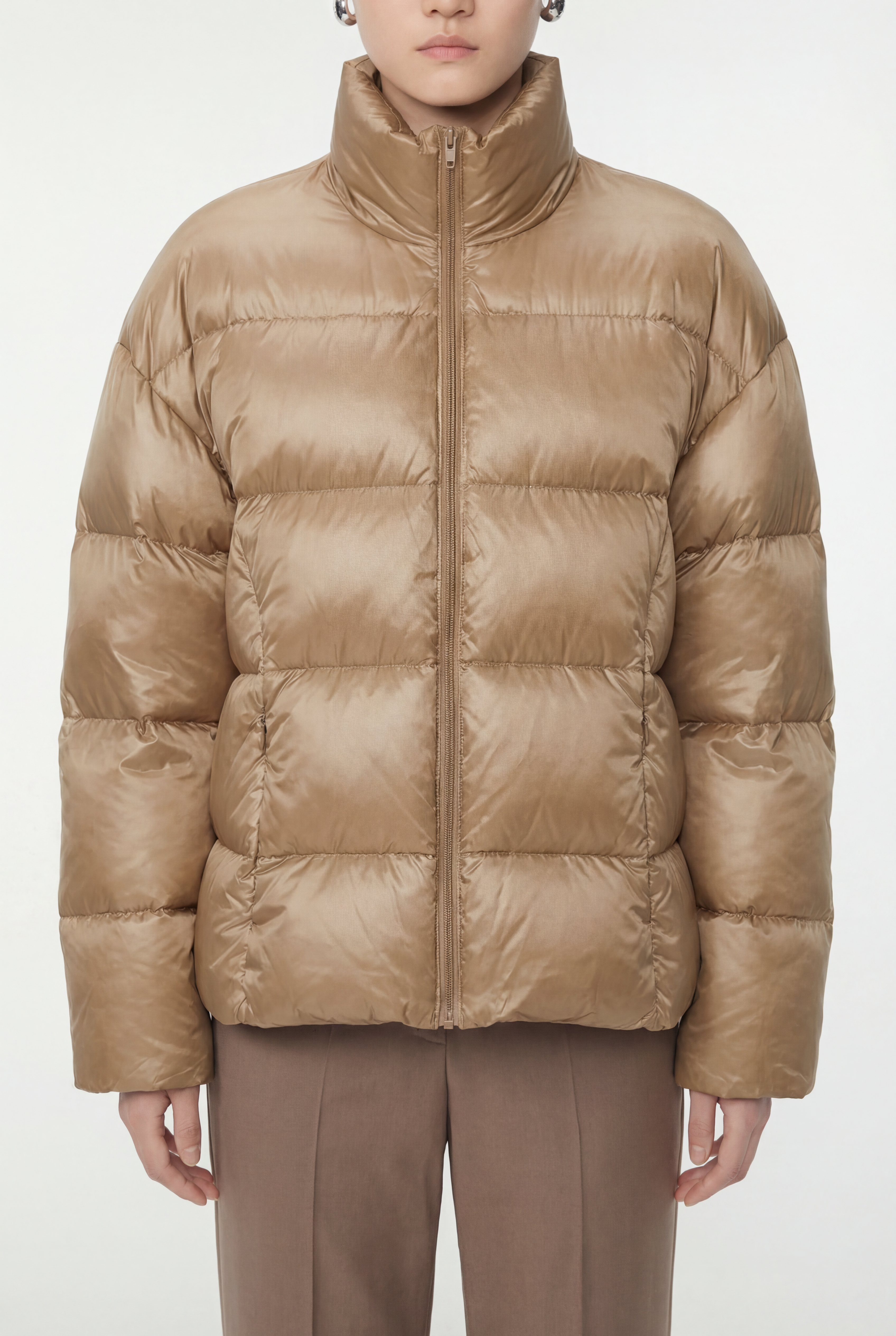 Damen Oversize Daunenjacke mit Stehkragen Gold JNBY