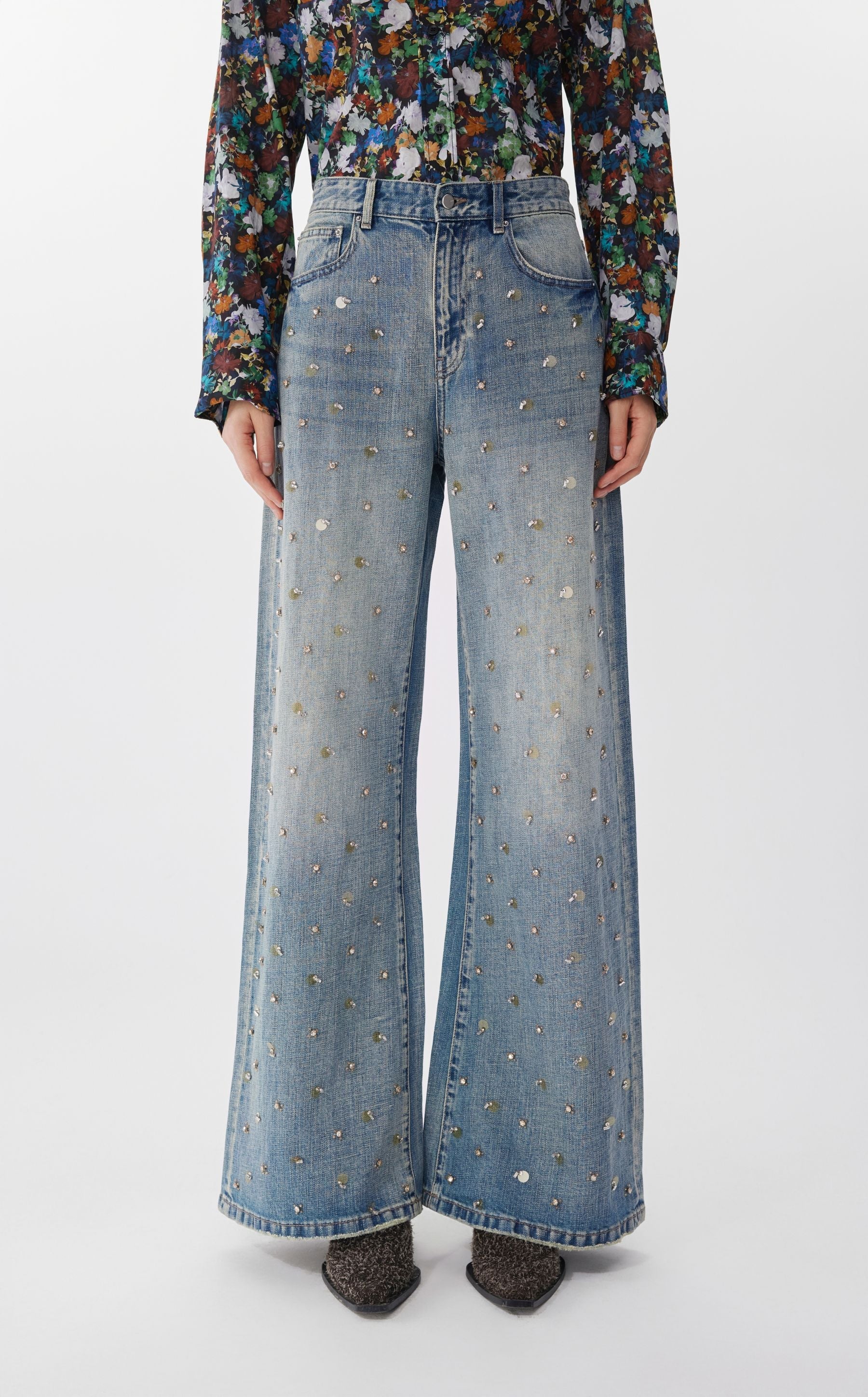 JNBY Statement-Jeans mit Pailletten und Steinchen GREY
