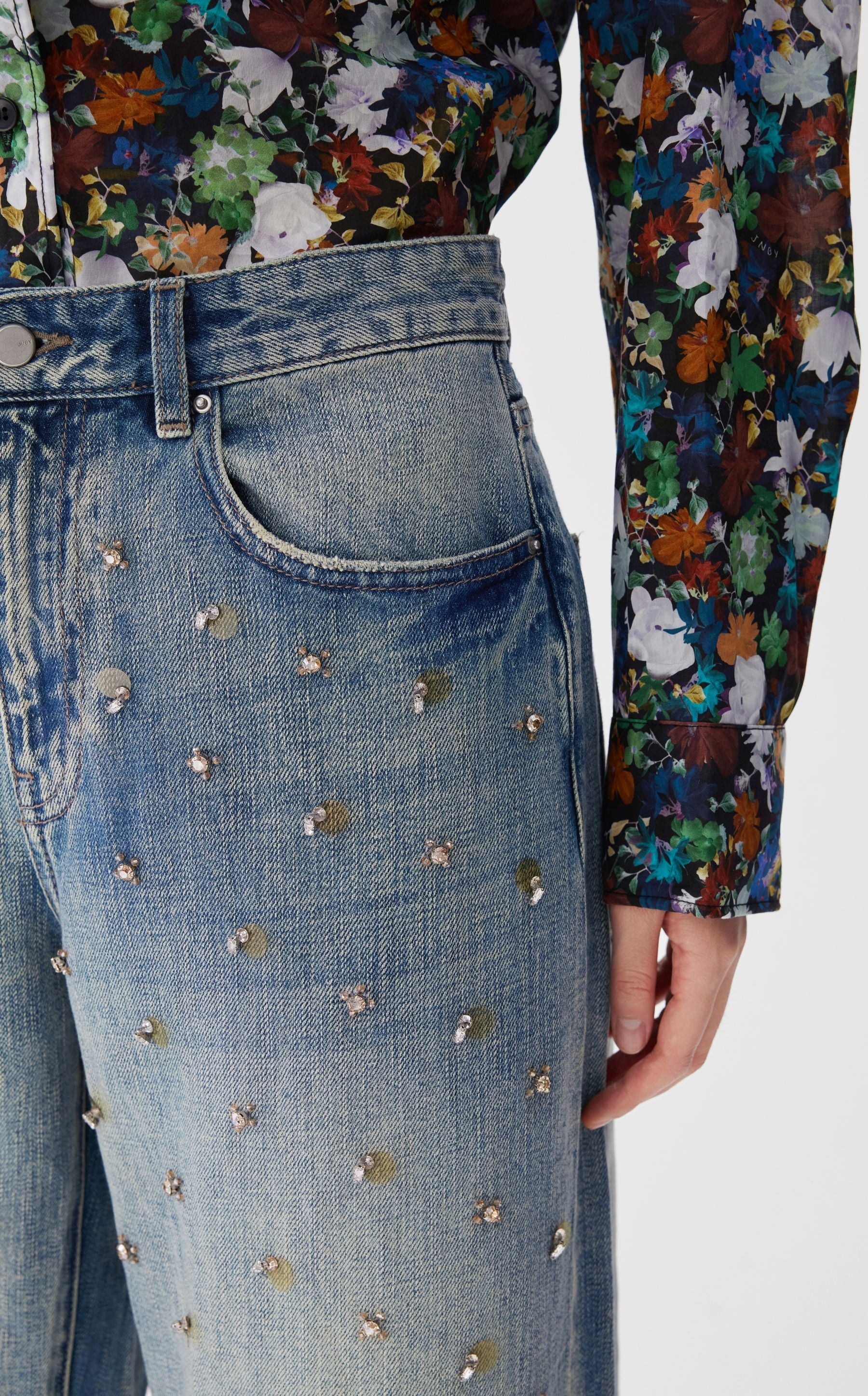 JNBY Statement-Jeans mit Pailletten und Steinchen GREY
