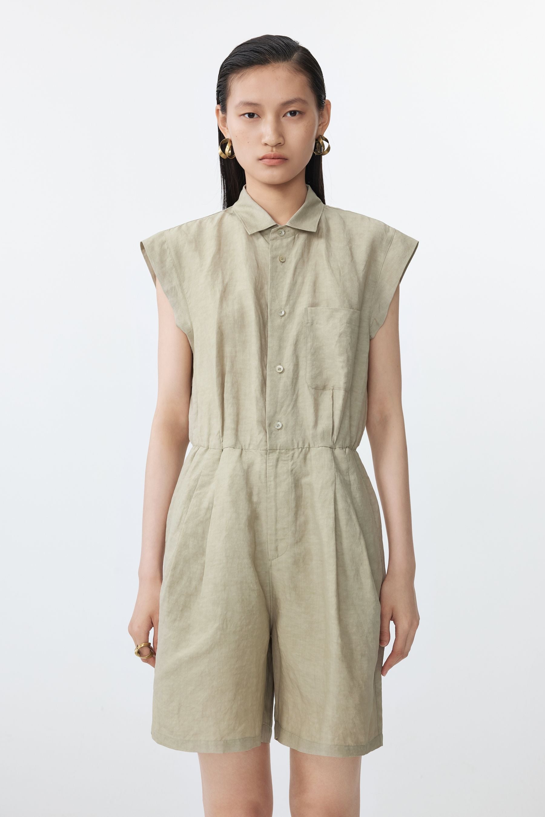 JNBY moderner Jumpsuit mit Eingriffstaschen KHAKI