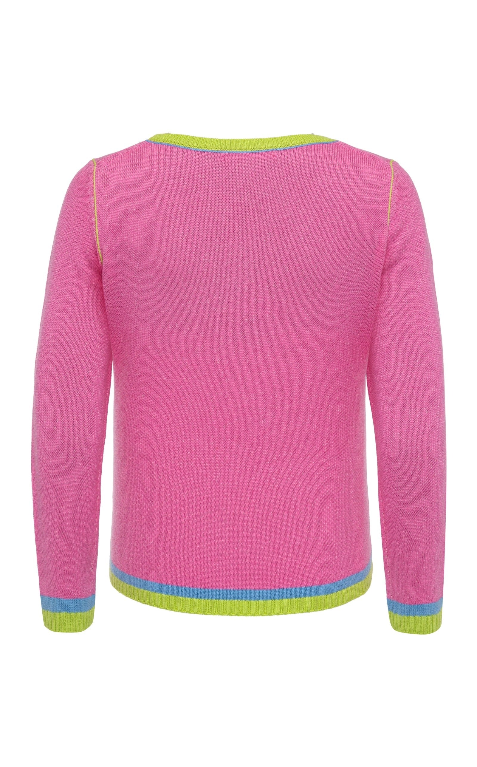 Damen Tailliert Feinstrickpullover mit Kontraststreifen helles Pink six-o-seven