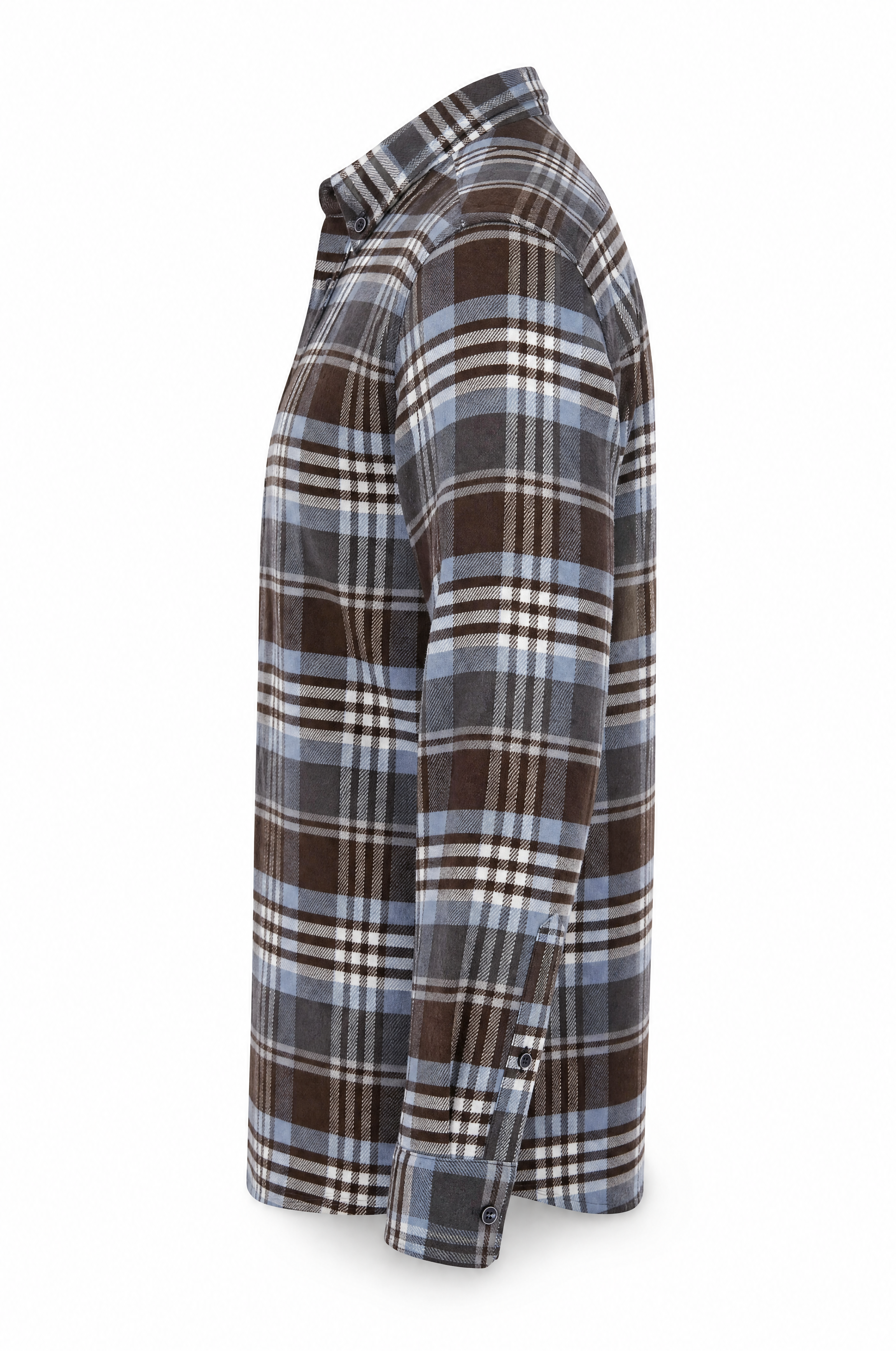Regular Fit Tall Flanell Langarm-Herrenhemd Karo Brown-Blue Frühling