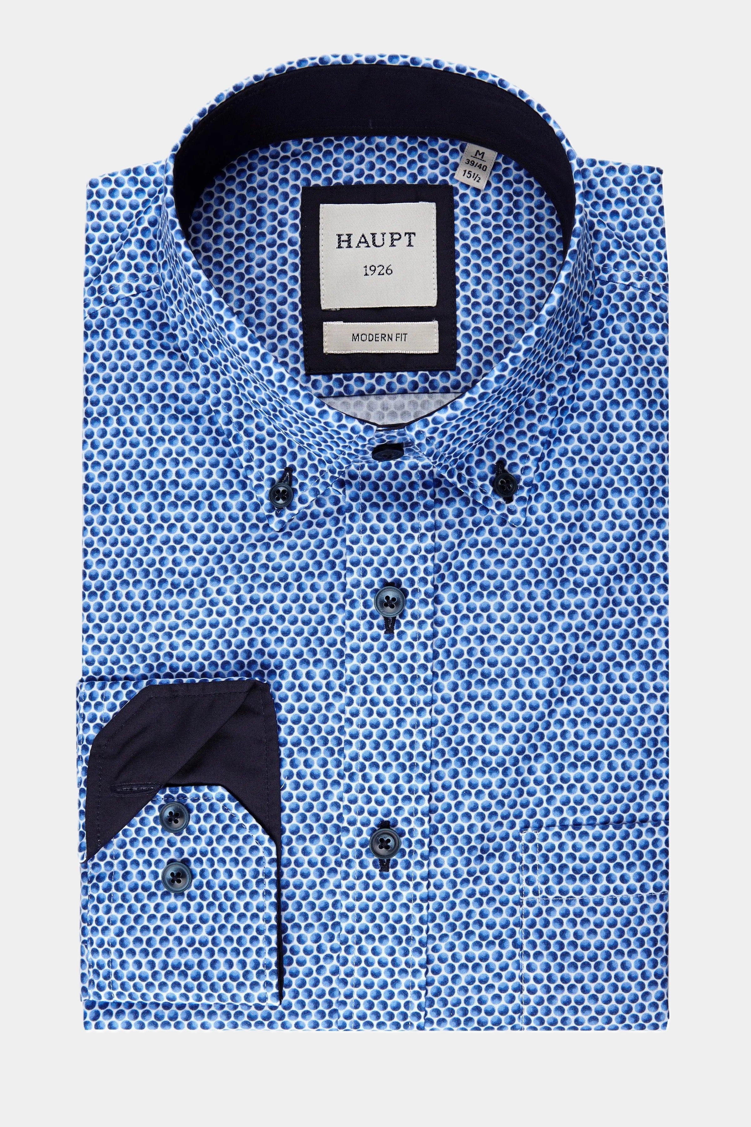 Baumwoll-Herrenhemd navy print