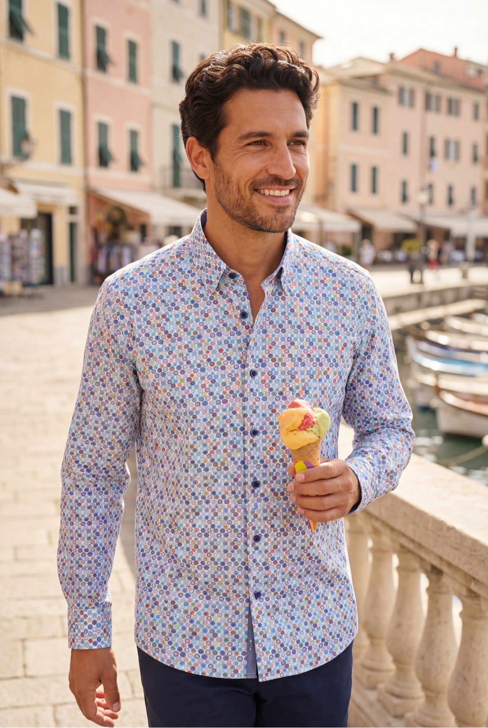 Bawełniana koszula męska z białym nadrukiem