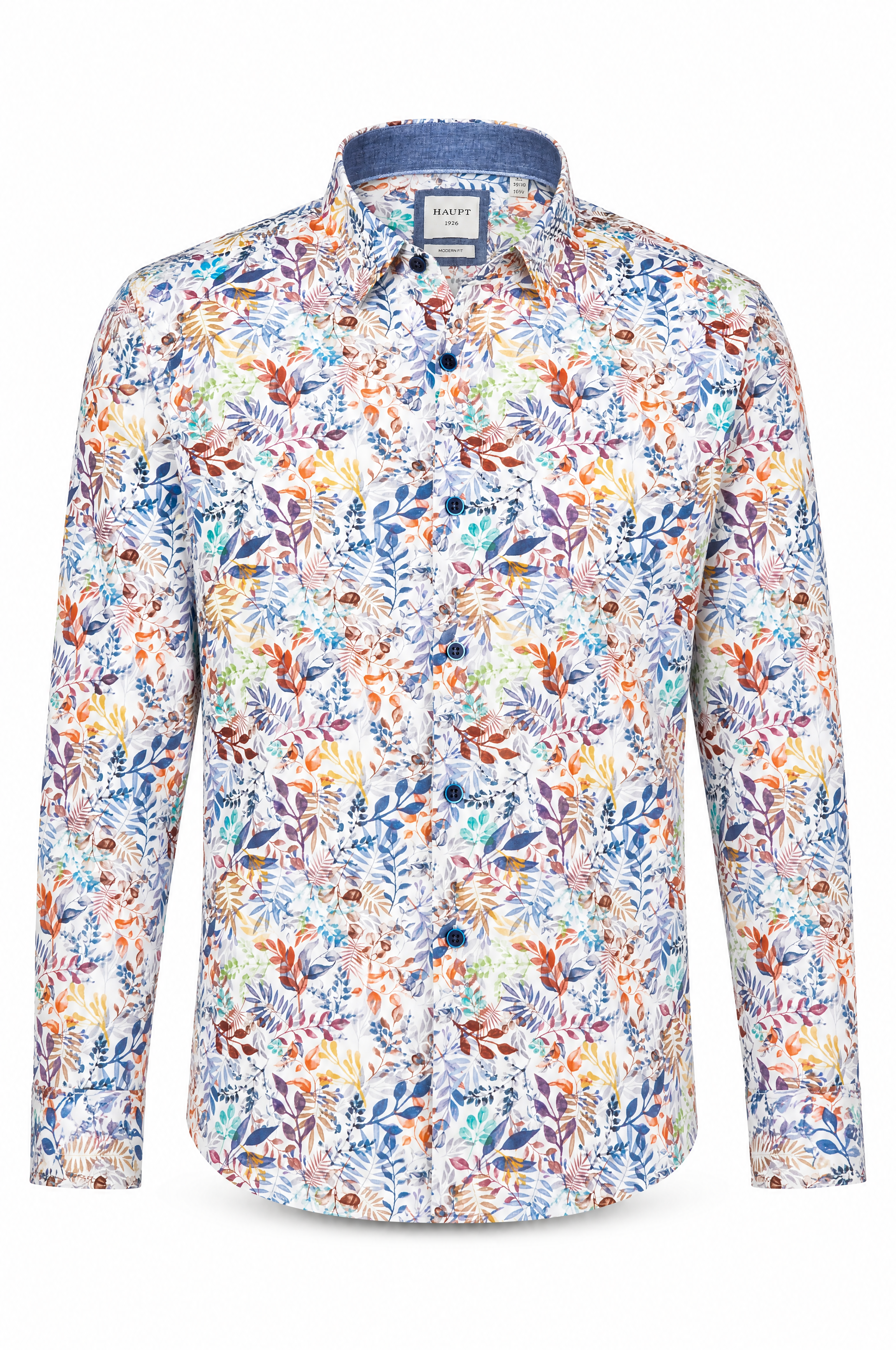 Langarm Herrenhemd Popelin mit Pflanzenmuster ideal Sommer