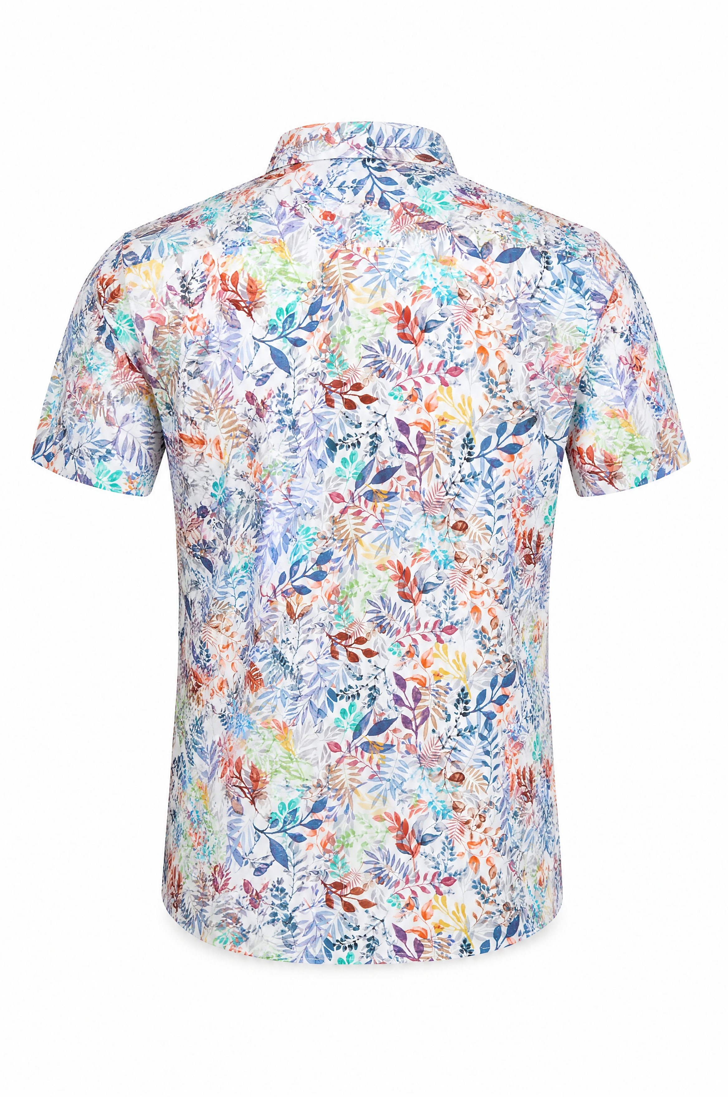 Modern Fit Men's Short-Sleeve Poplin Shirt, Ideal for Summer, Plant Print