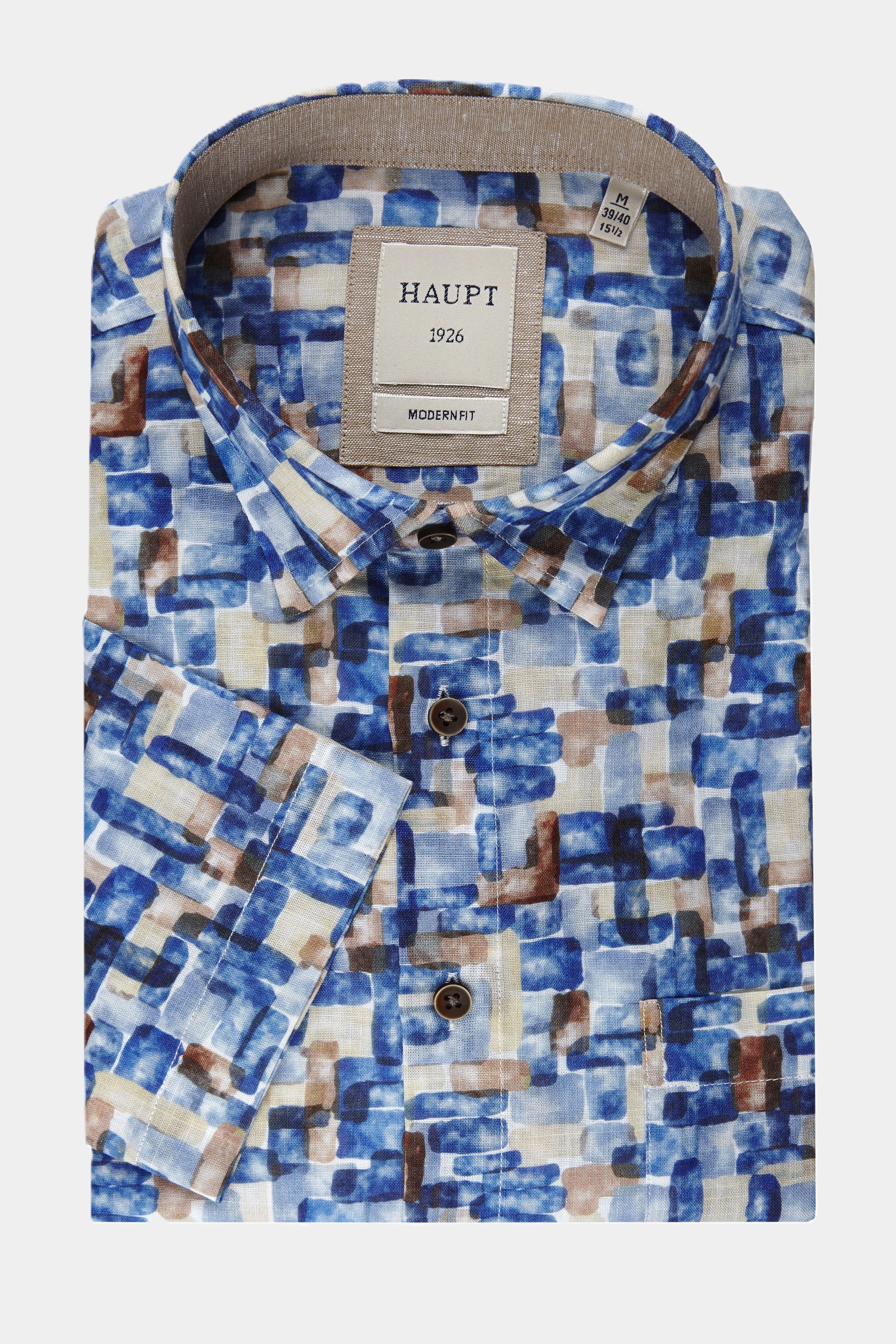 Baumwoll-Herrenhemd navy print