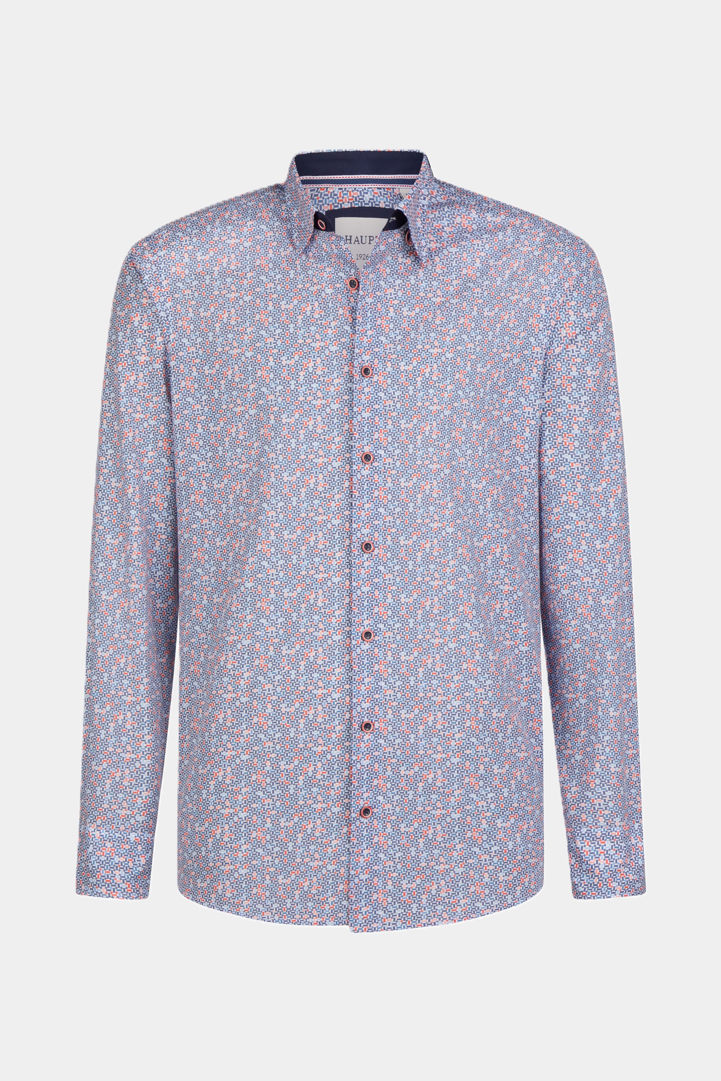 Baumwoll-Herrenhemd navy print