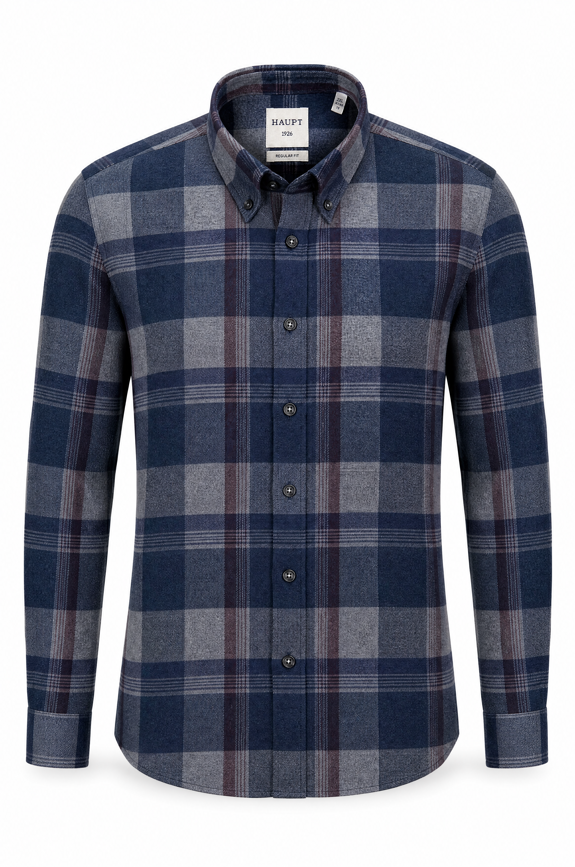 Regular Fit Tall flanellen herenoverhemd met lange mouwen True Blue geruit voorjaar