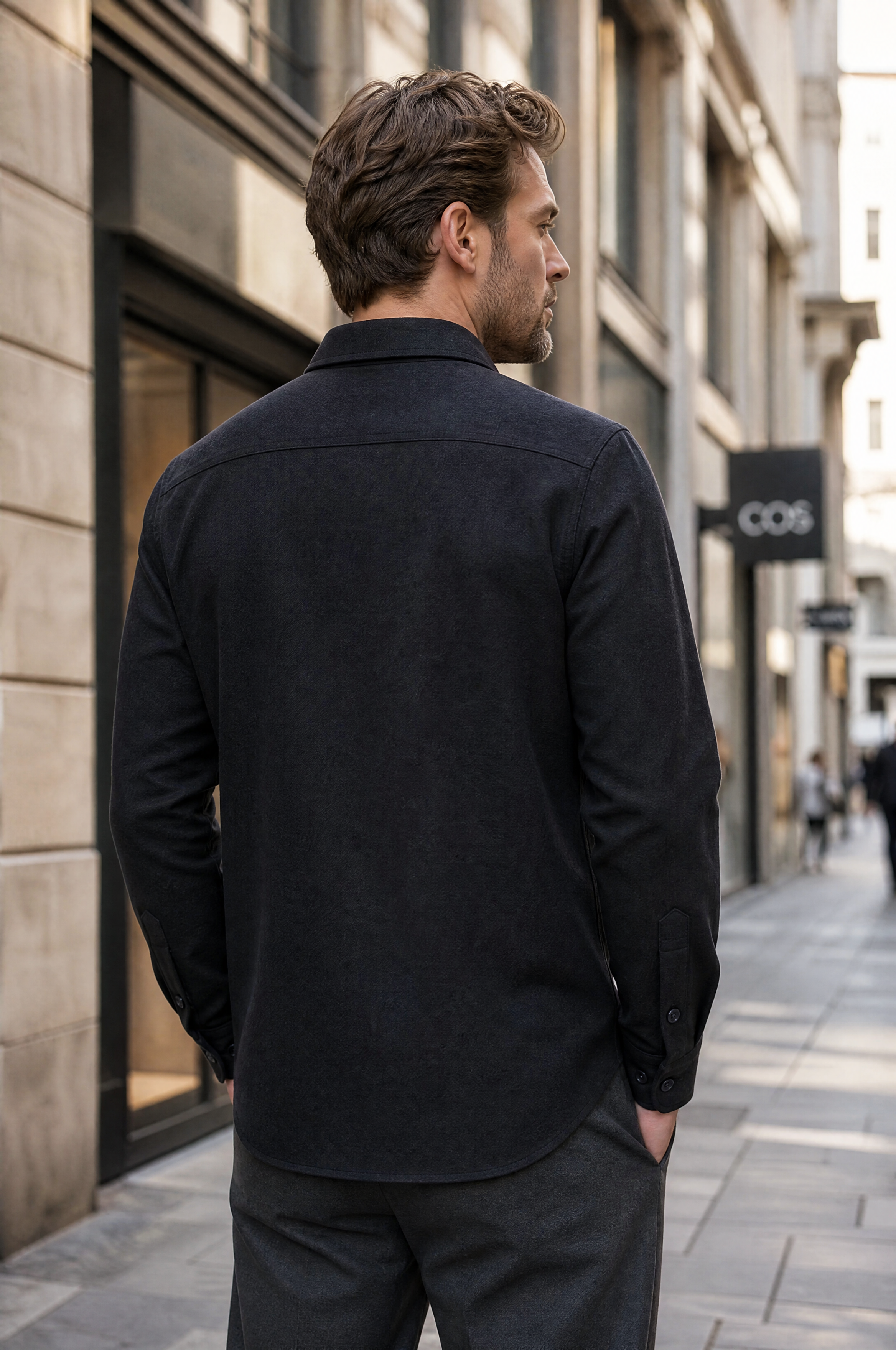 Flanell Regular Fit Herrenhemd Langarm in Marine ideal Frühling