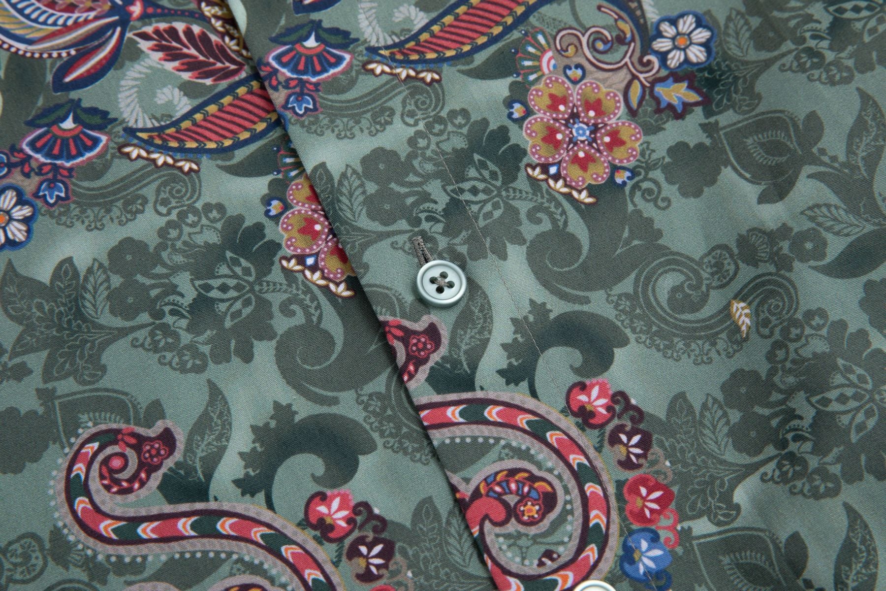 Cotton Paisley Men's Shirt TRUE GREEN