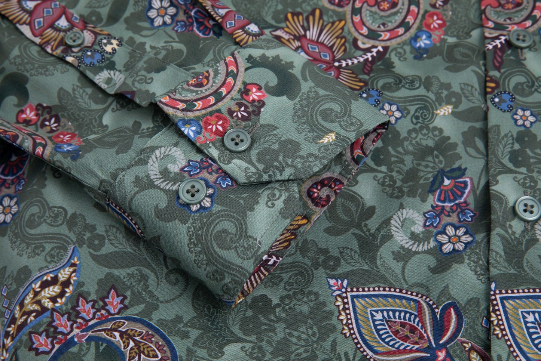 Cotton Paisley Men's Shirt TRUE GREEN