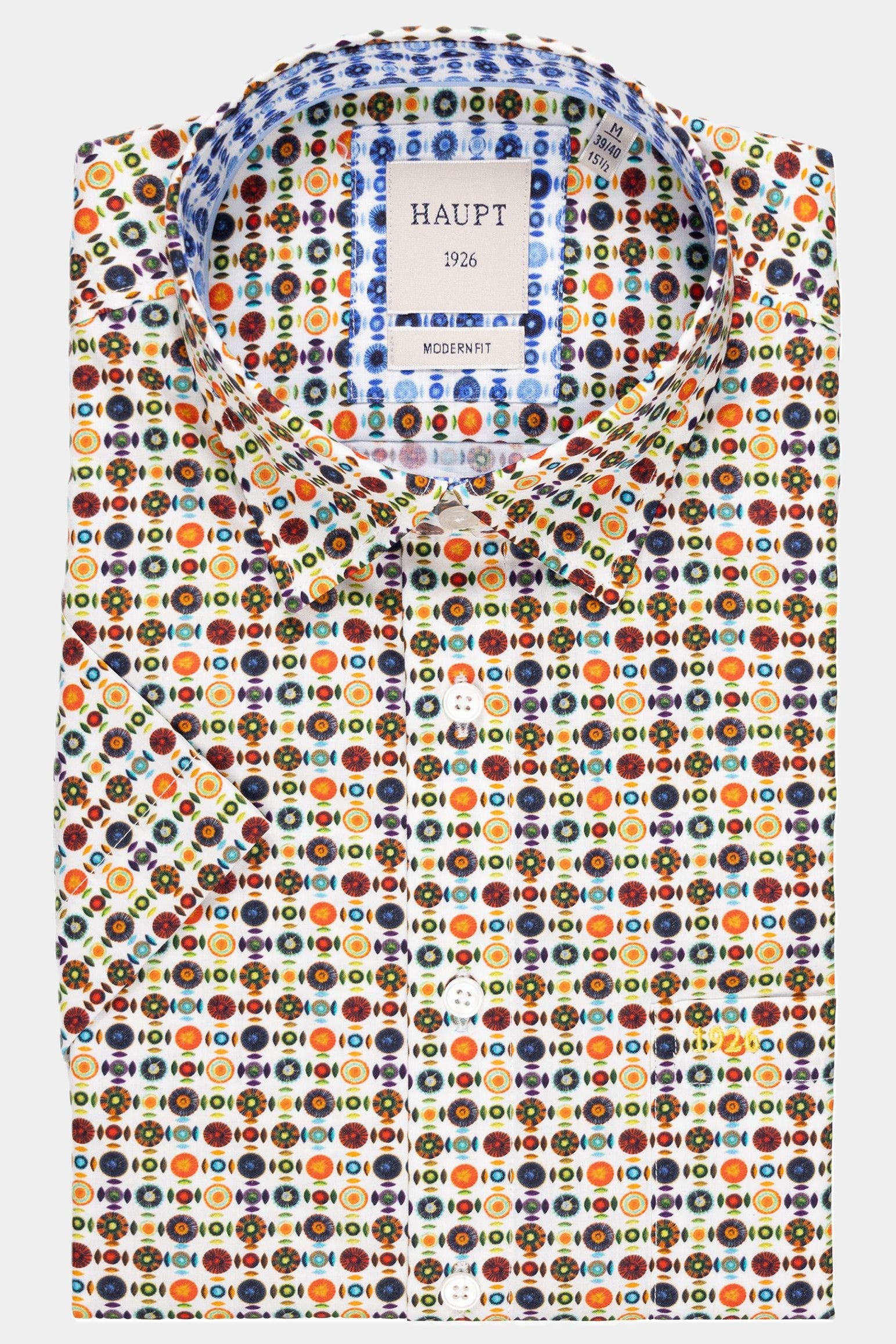 Kurzarmhemd mit kreisförmigen Mosaik in MULTI-COLOUR WHITE