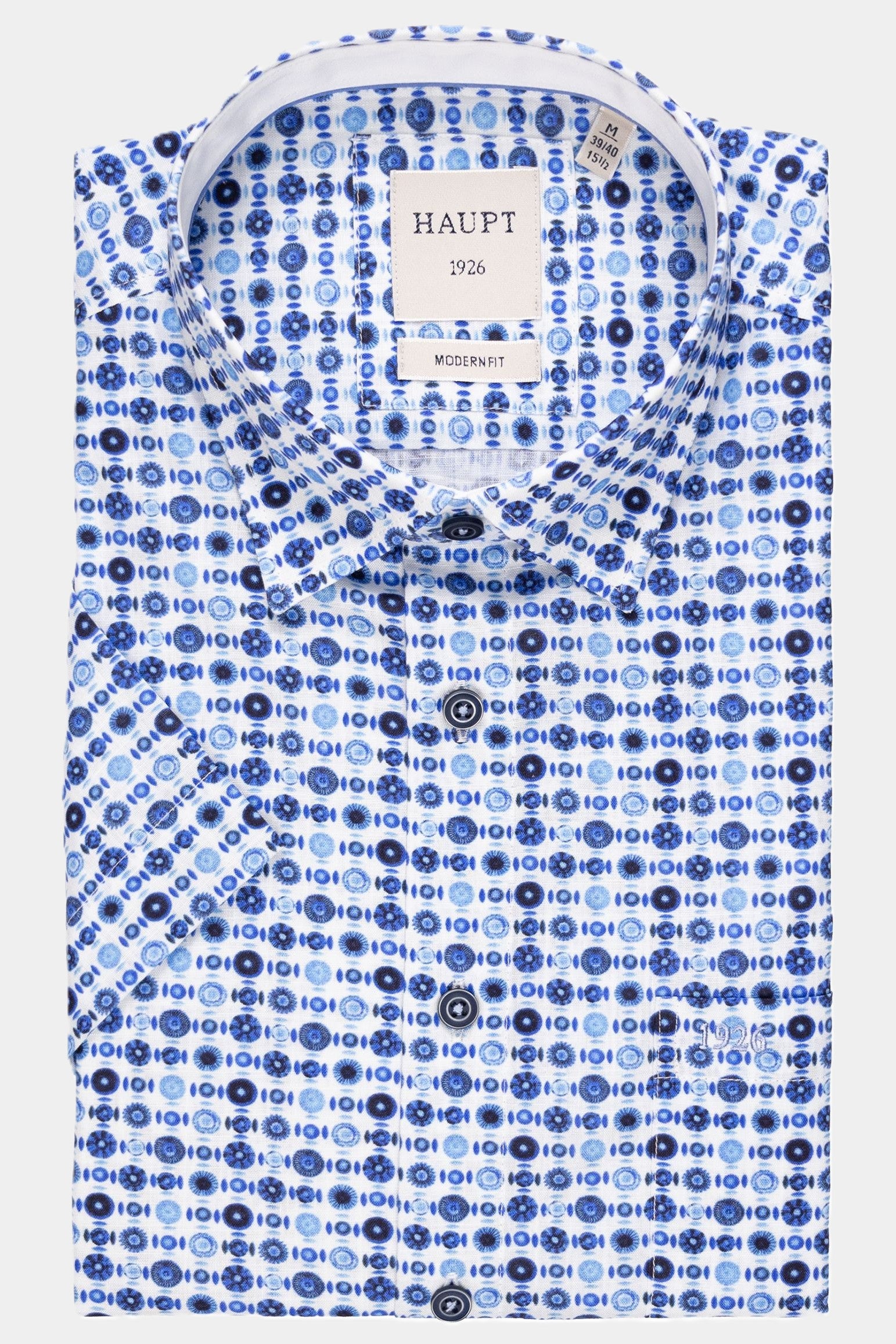 Kurzarmhemd mit kreisförmigen Mosaik in NAVY