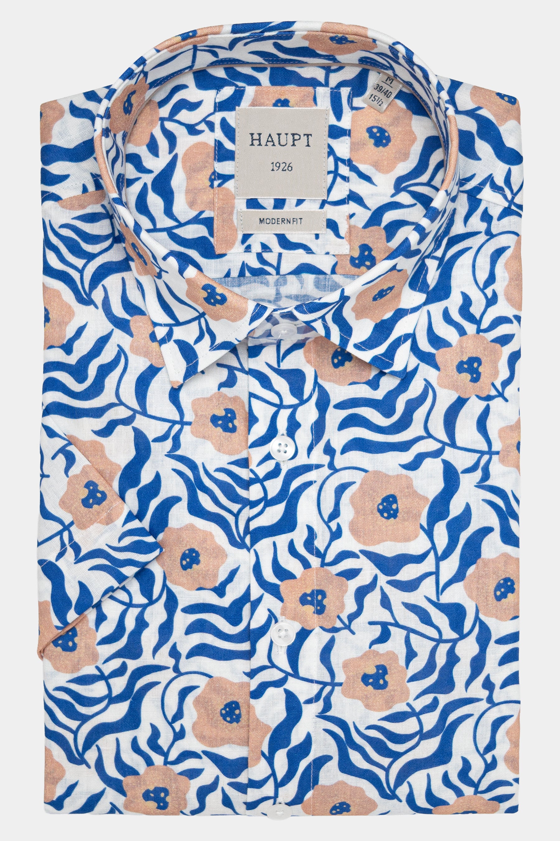 Kurzarmhemd mit Floral Print Blau