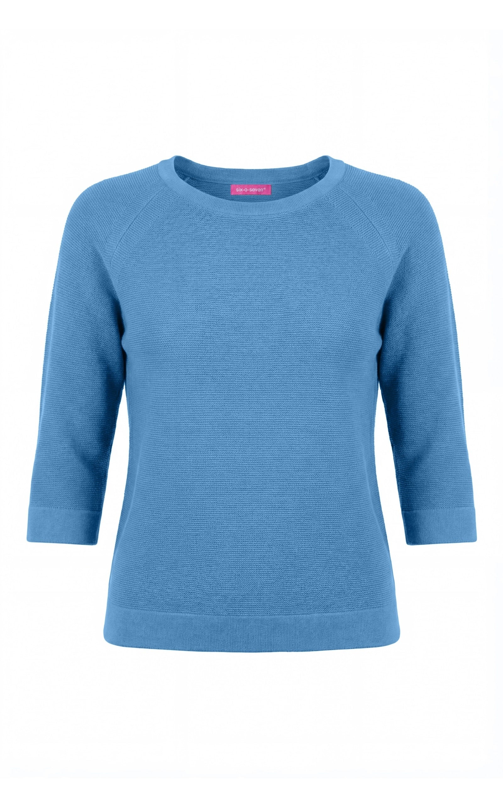 Regular Feinstrick 3/4 Arm Shirt im frischen Blau, perfekt Frühling