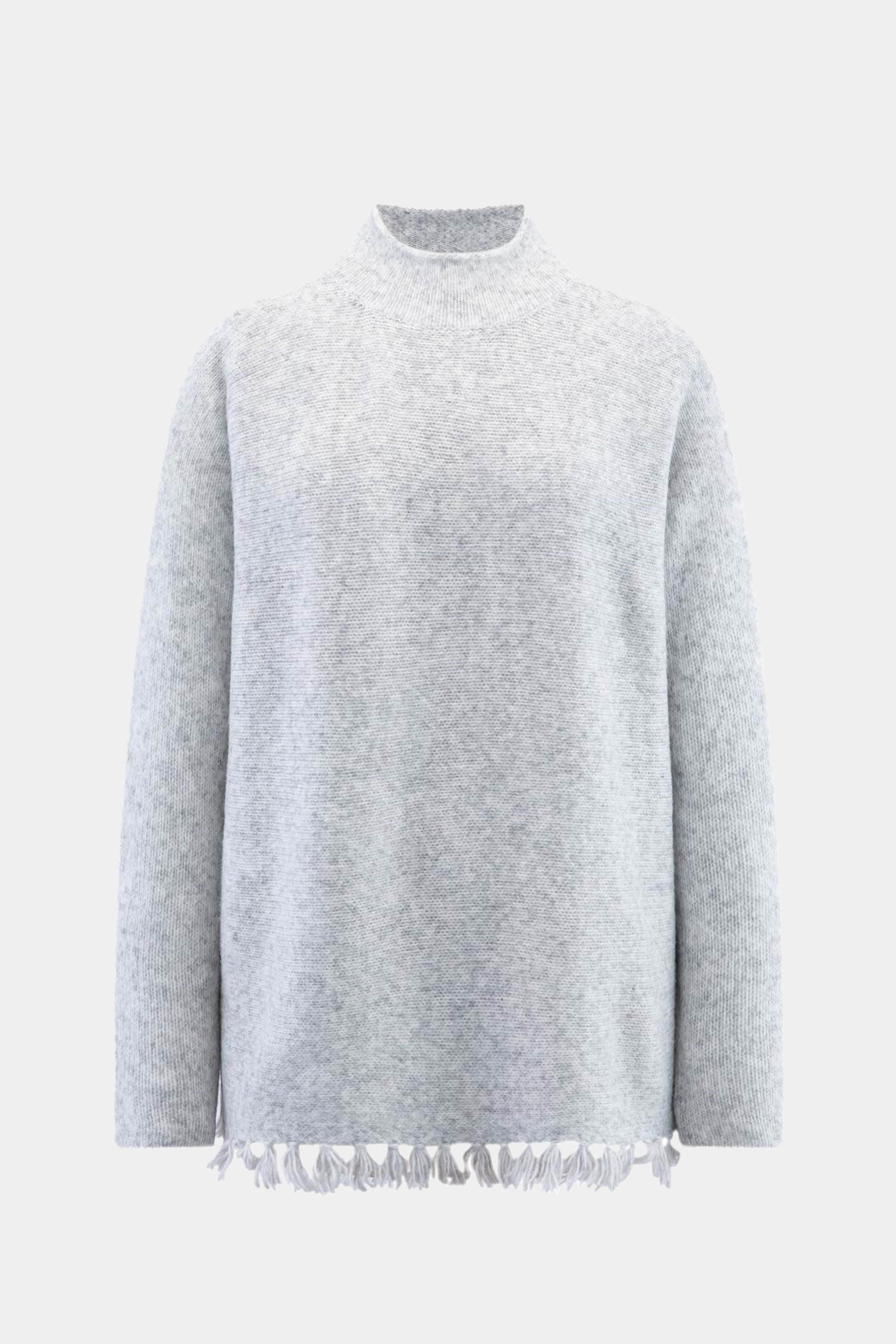 Knit sweater with stand-up collar LIGHT GREY