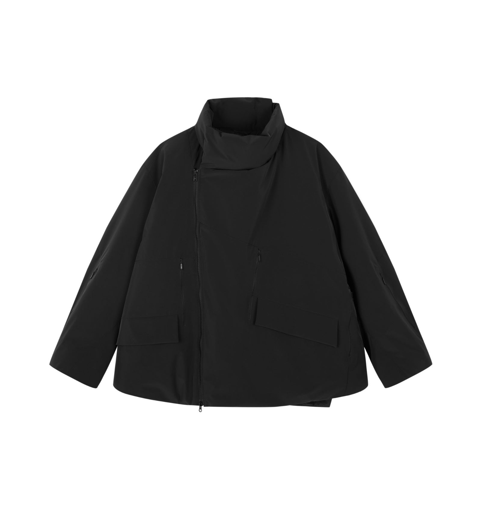 Damen Oversize Daunenjacke mit asymmetrischem Kragen Schwarz JNBY