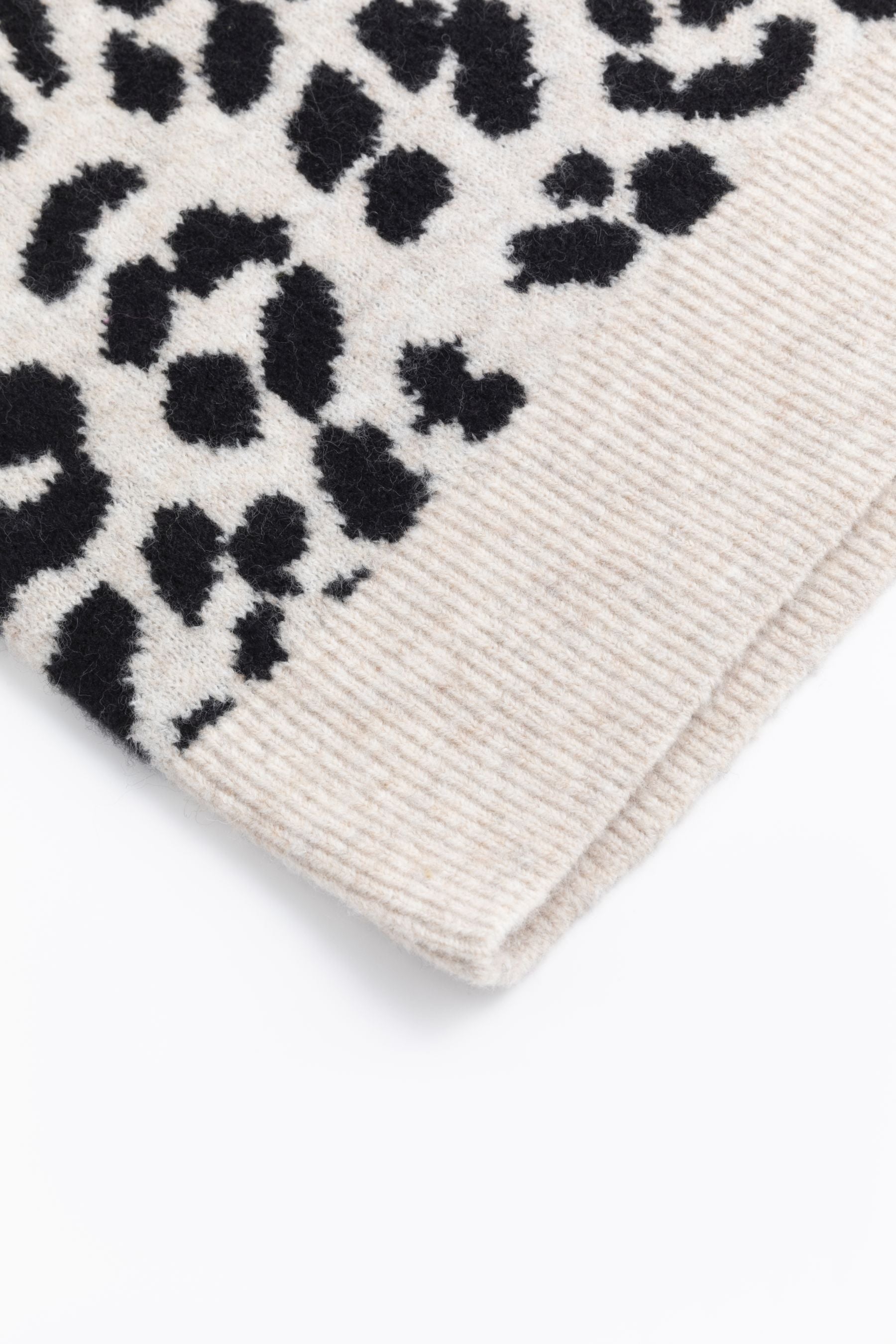 Jersey de punto con estampado de leopardo y puños arcoíris BEIGE