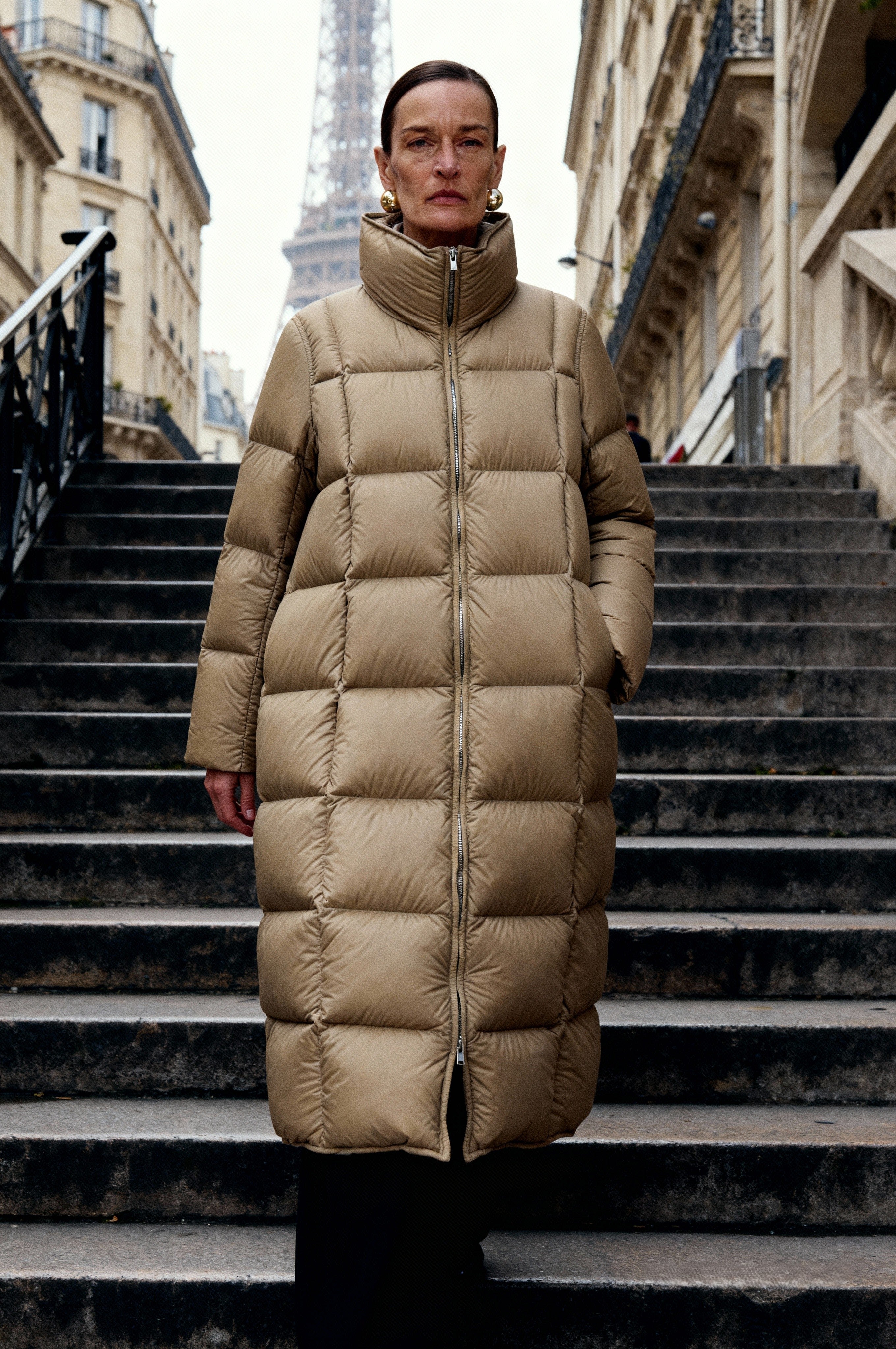 Damen Regular Daunenmantel mit hohem Stehkragen & Kachelsteppung JNBY