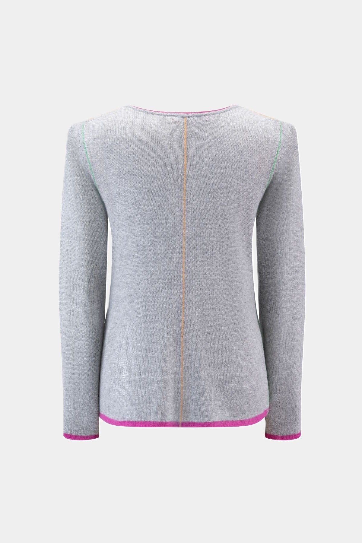 Strickpullover mit pinken Akzenten LIGHT GREY