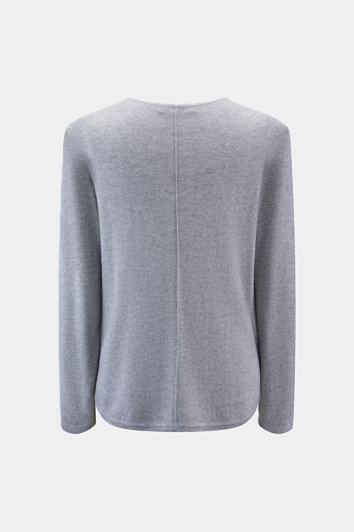Strickpullover in Unifarben und Ziernaht LIGHT GREY