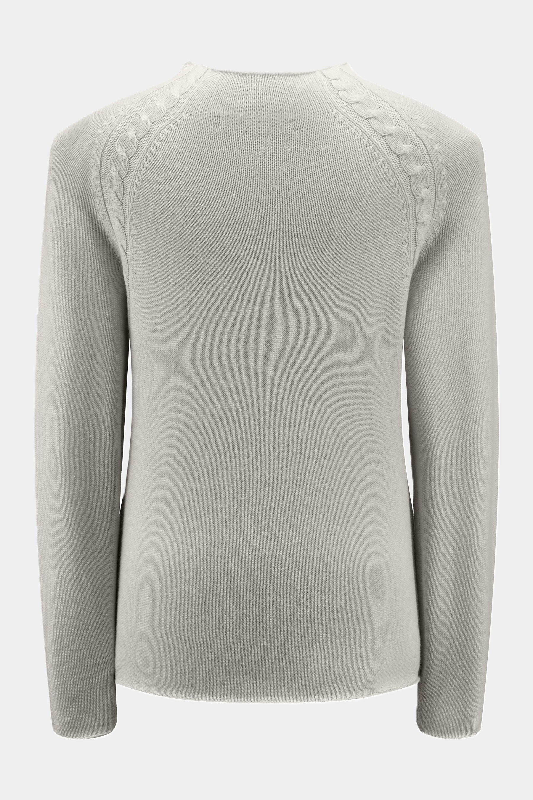 Pullover mit leichtem Stehkragen und Zopfmuster LIGHT GREY