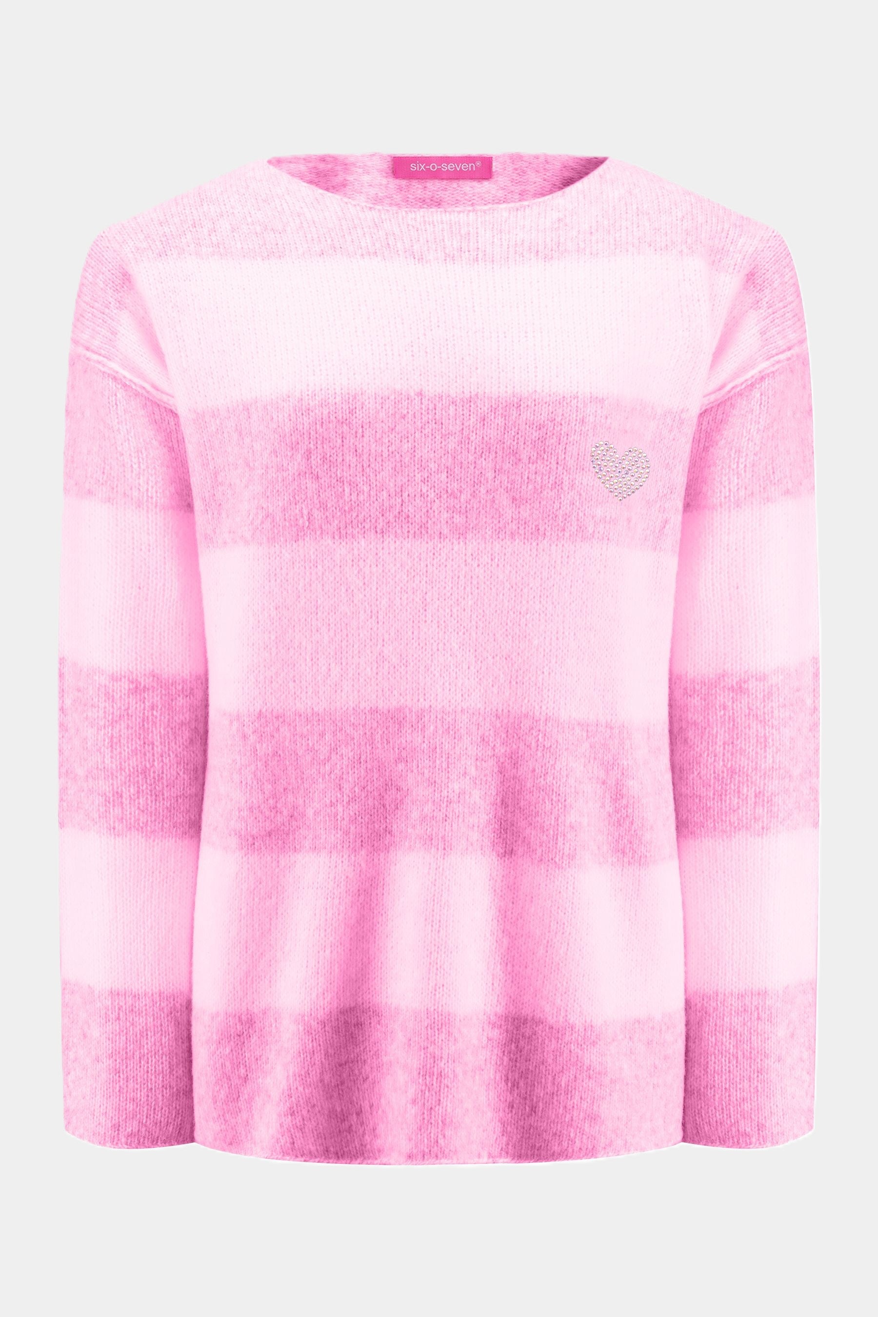 Strickpullover mit Blockstreifen PINK