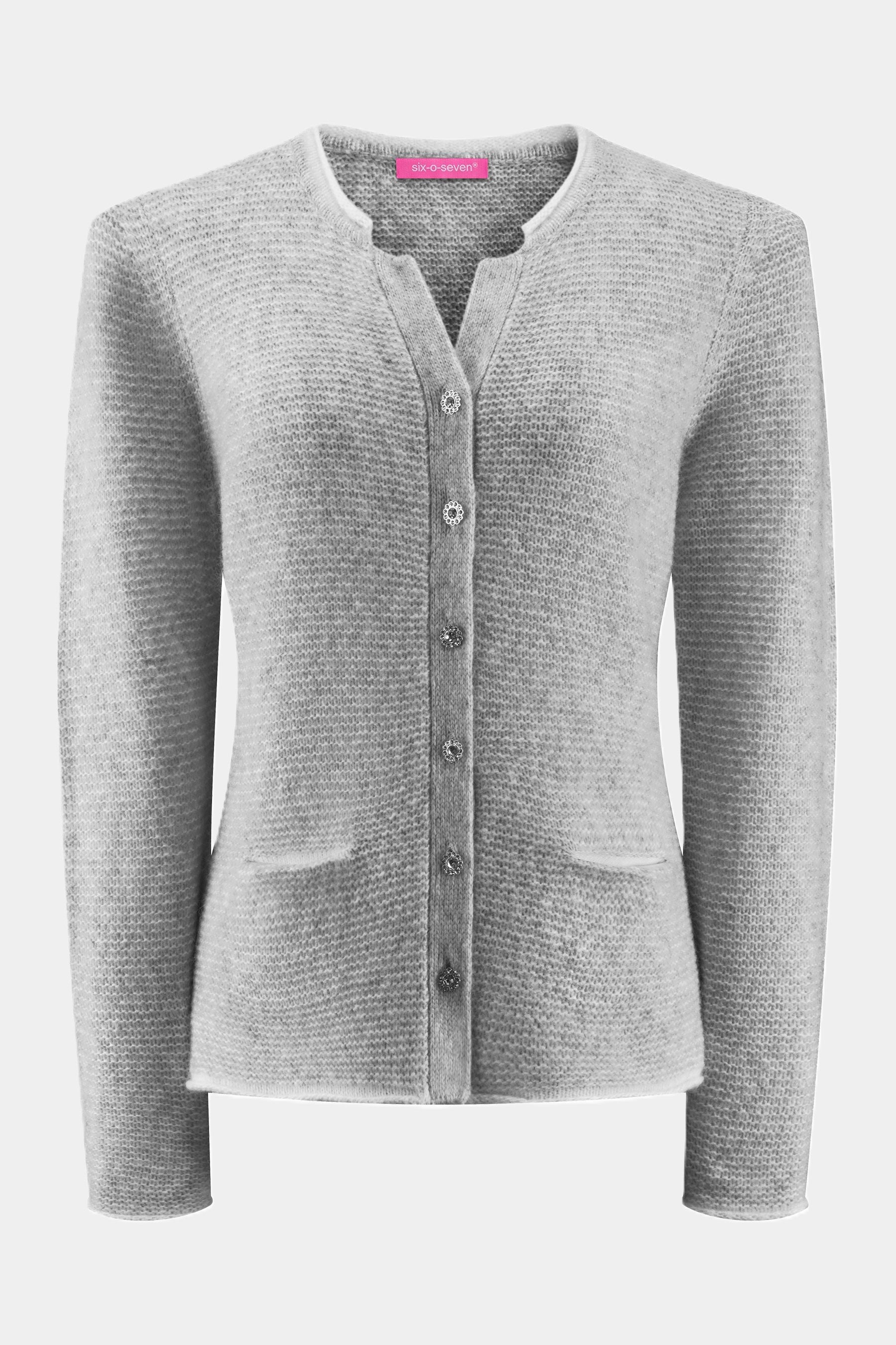 Cardigan with sparkling glitter buttons LIGHT GREY