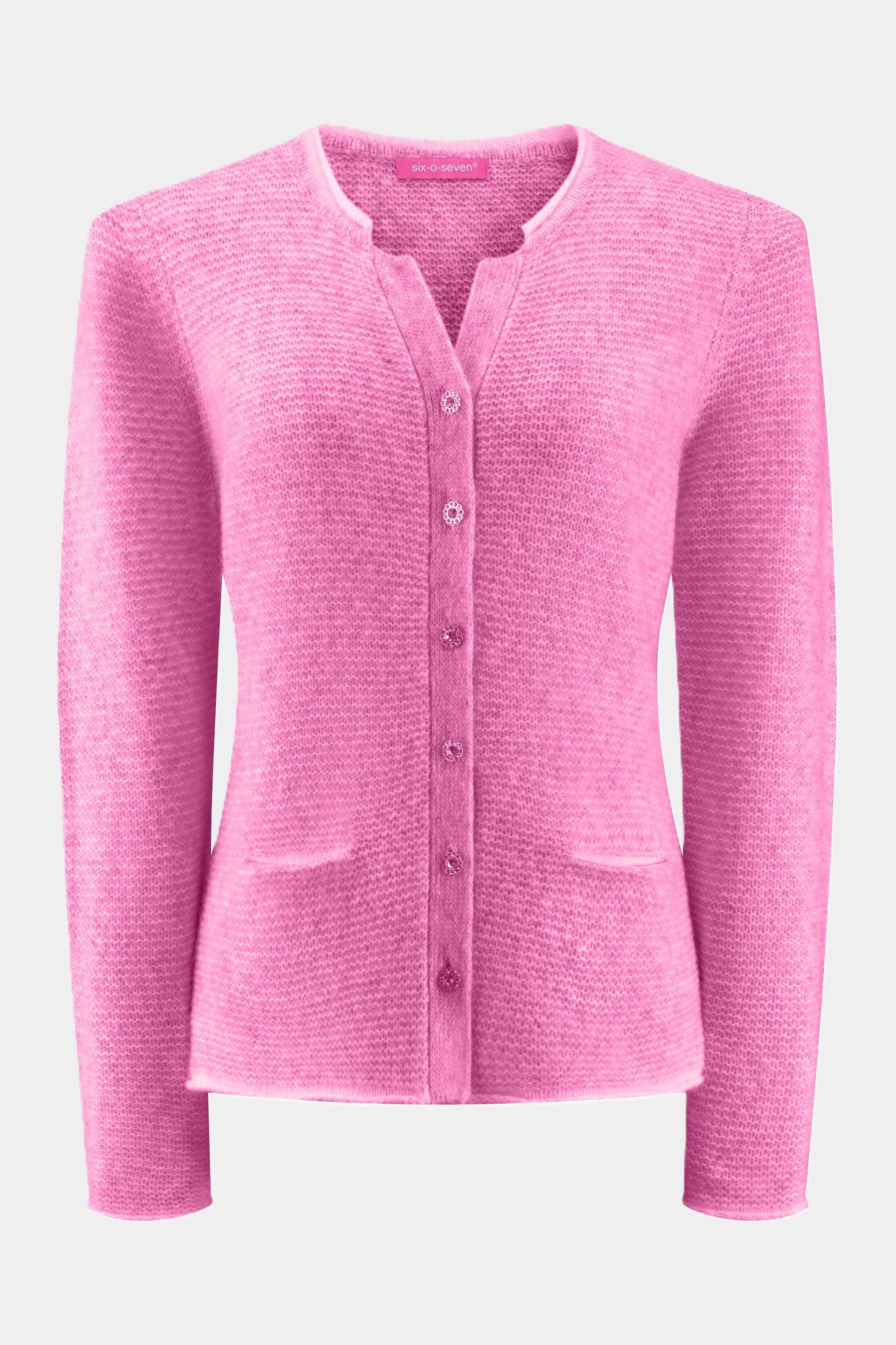 Cardigan with sparkling glitter buttons PINK