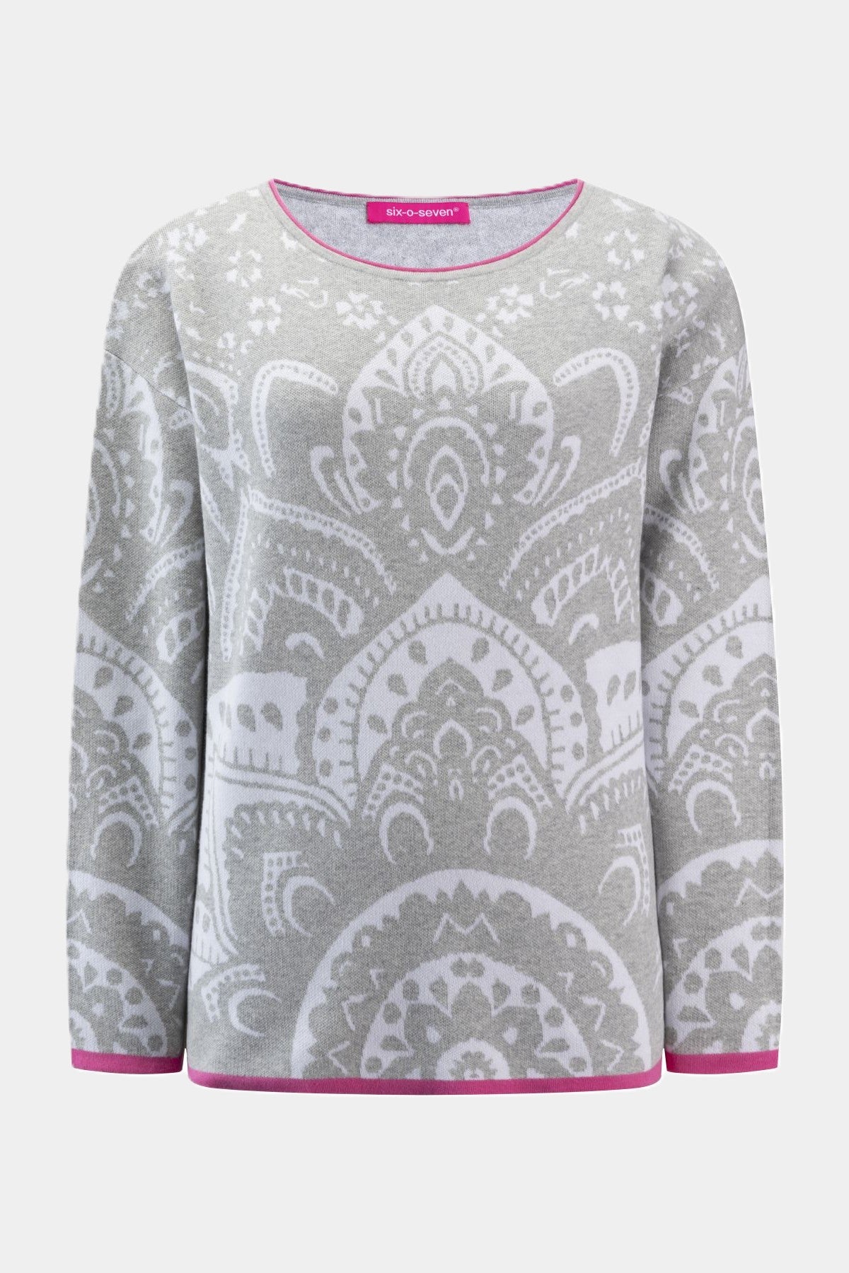 Trui met mandala-allover-patroon LICHTGRIJS