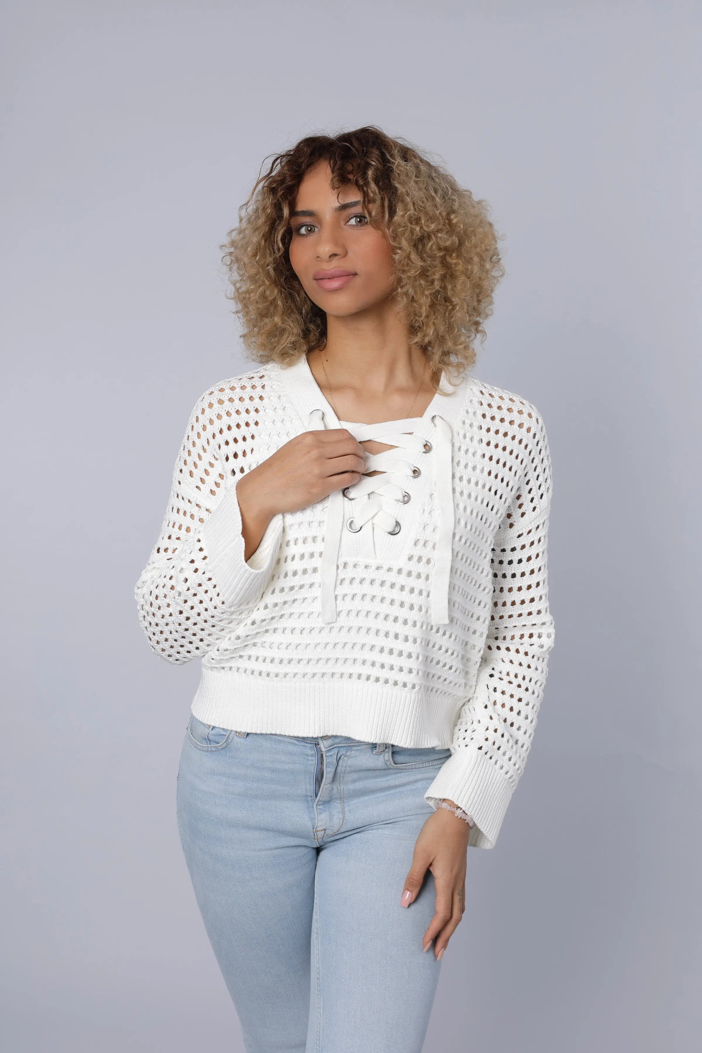 Knitted sweater White