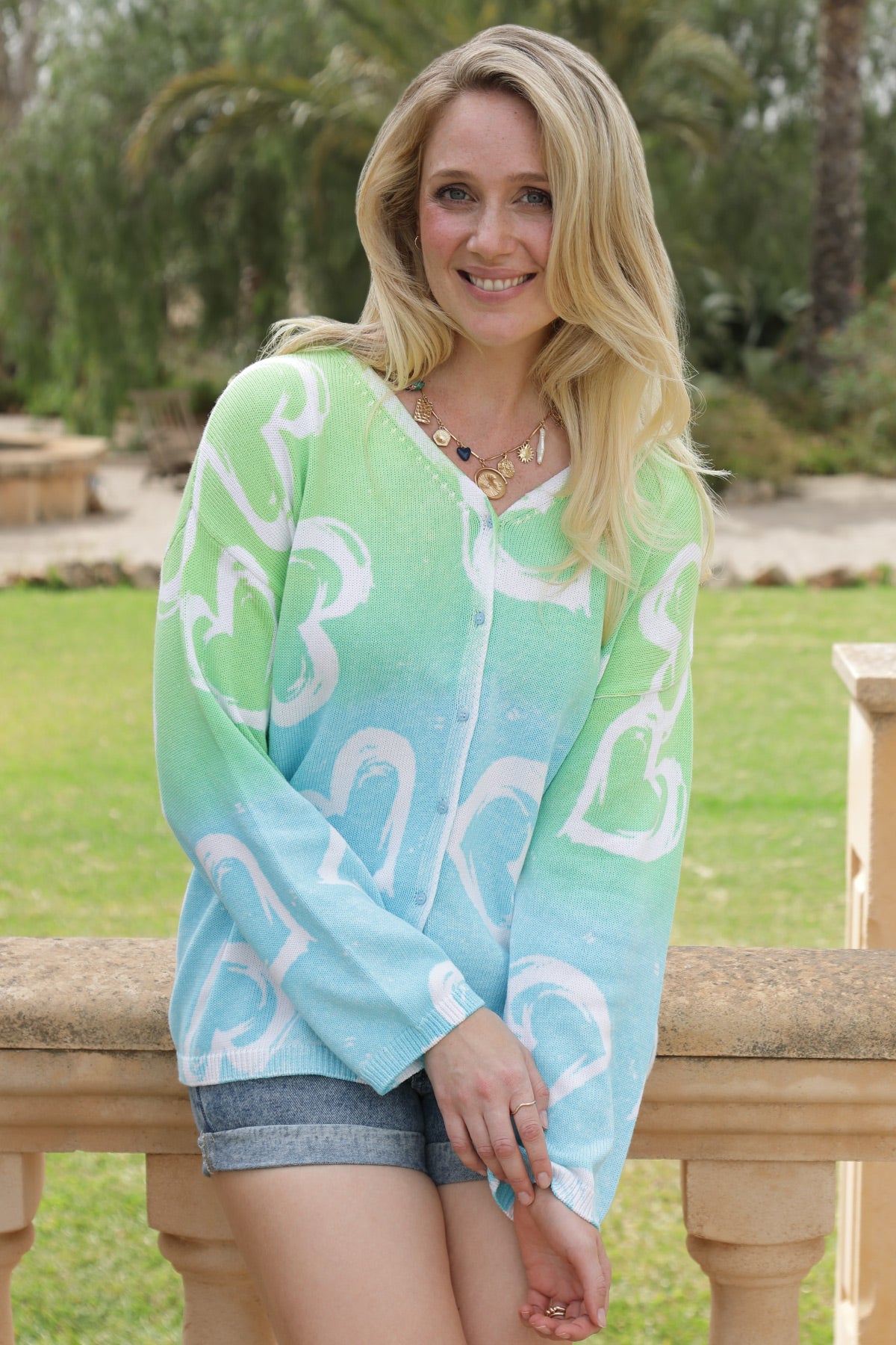 Cardigan en coton TURQUOISE
