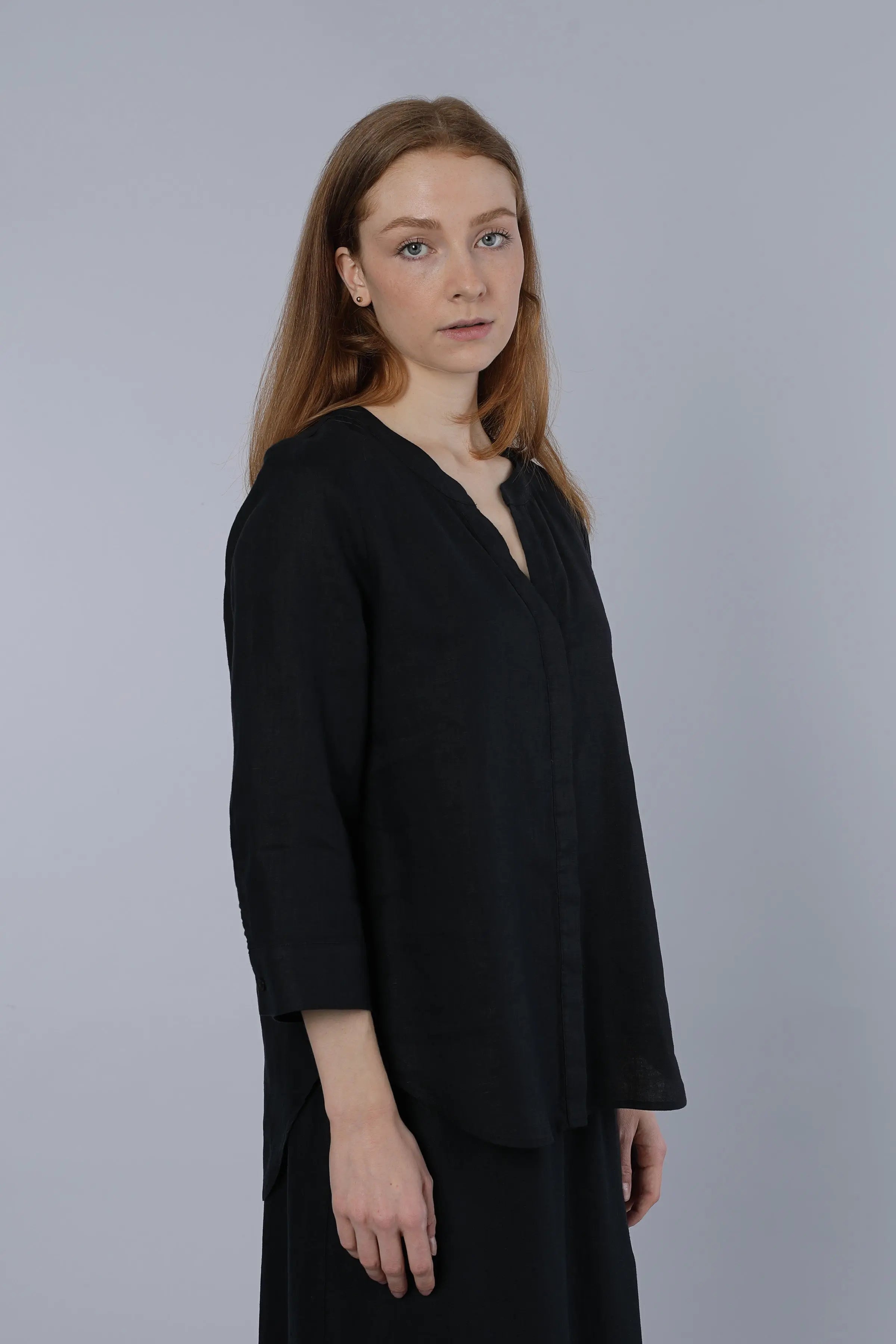 Leinenbluse black Nadine H