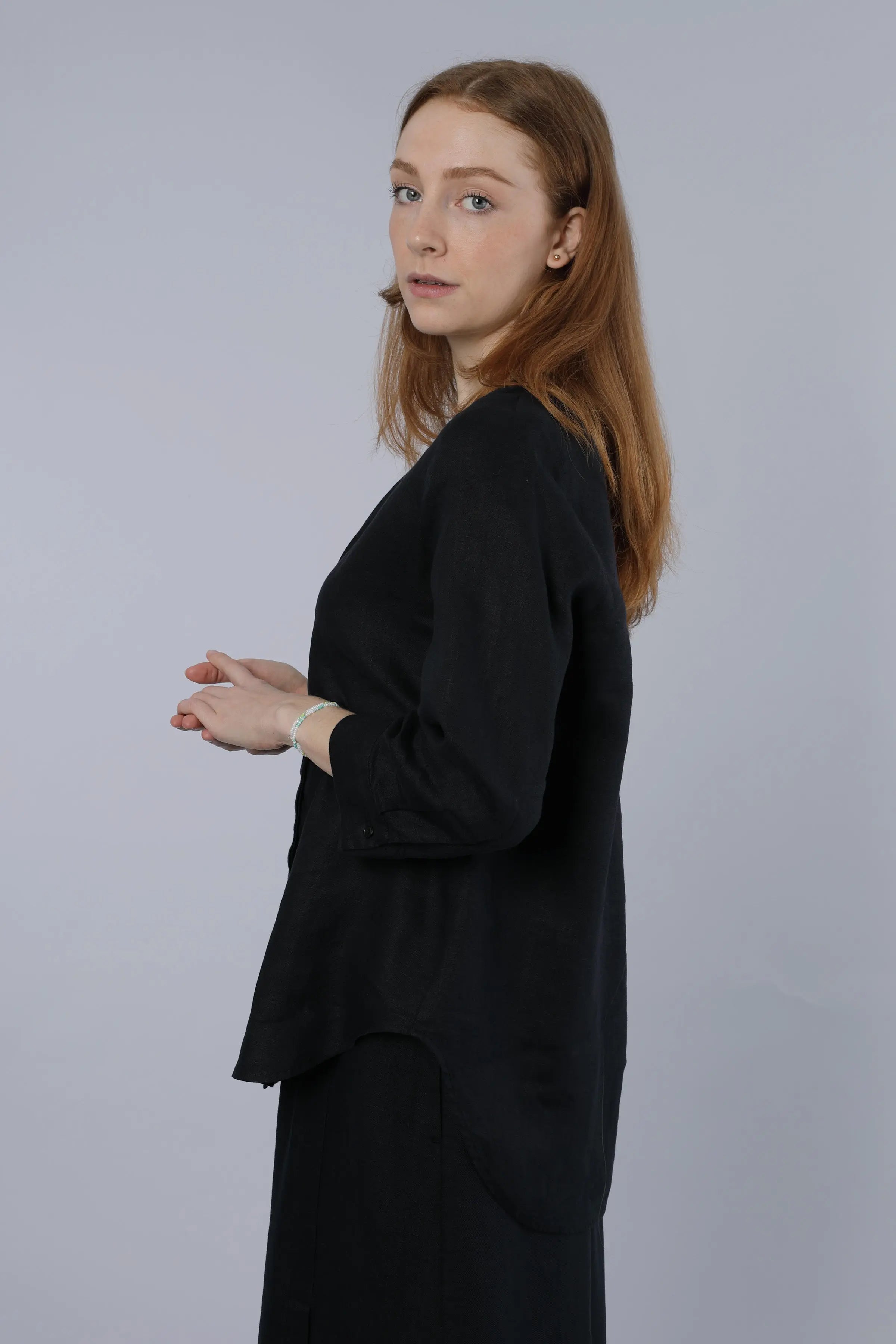 Leinenbluse black Nadine H