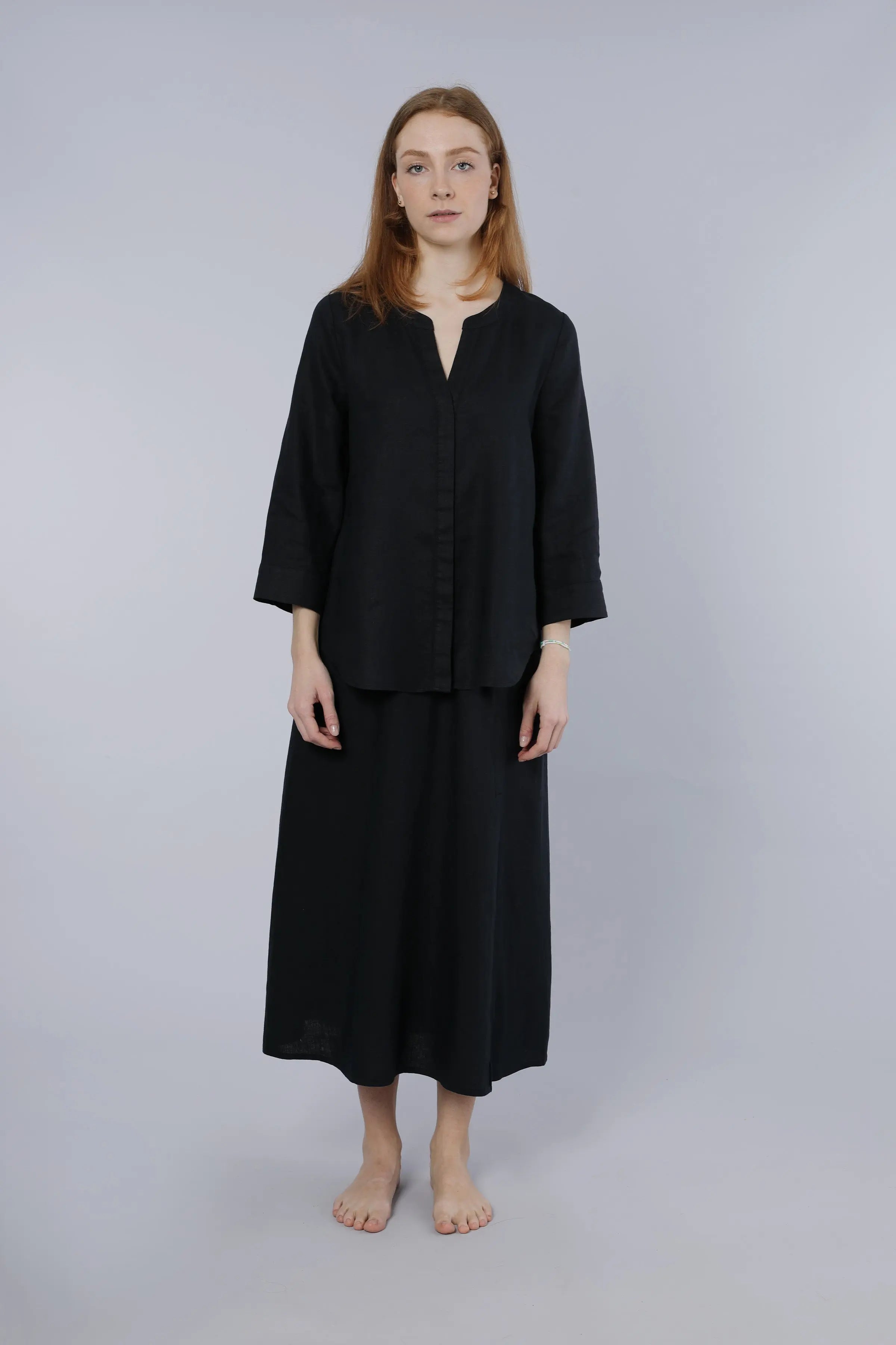 Leinenbluse black Nadine H