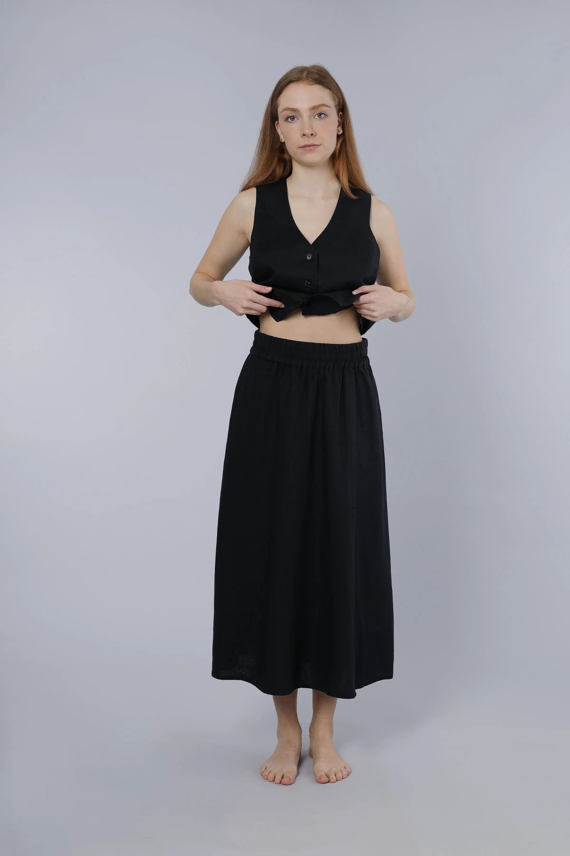 Leinenrock BLACK Nadine H