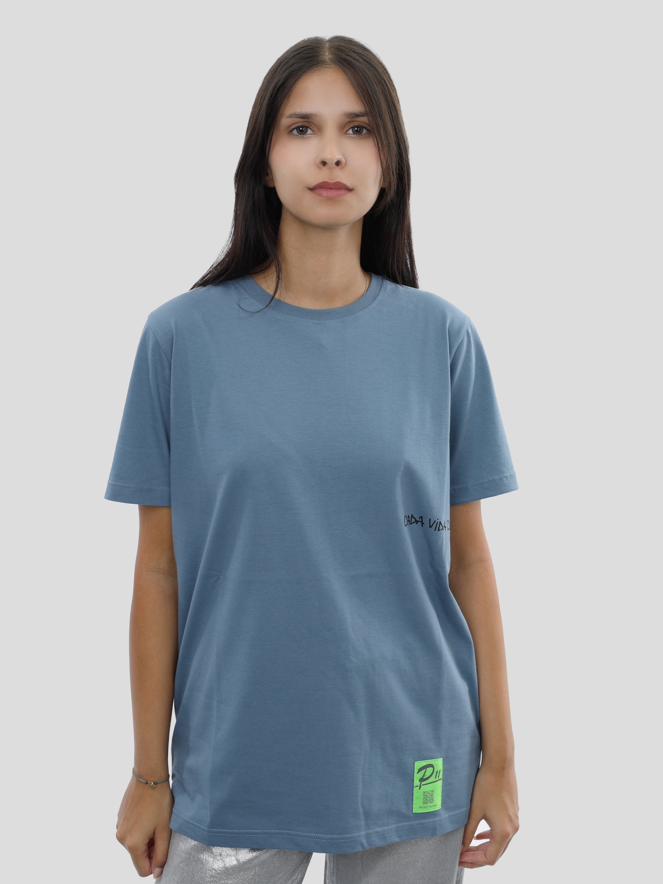 T-shirt slim fit unisexe en bleu