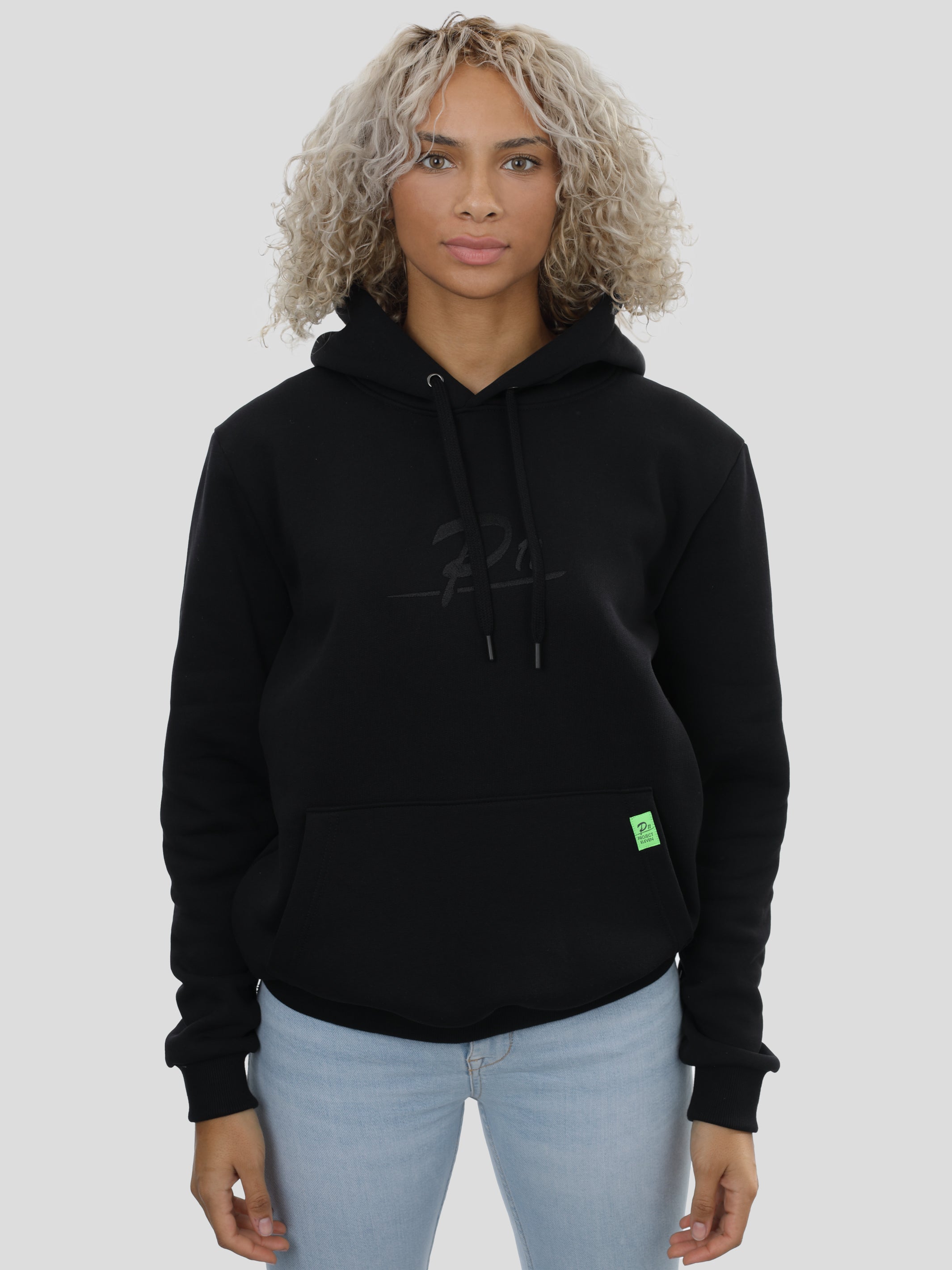 Regular Hoodie Unisex mit großem Stick in Schwarz