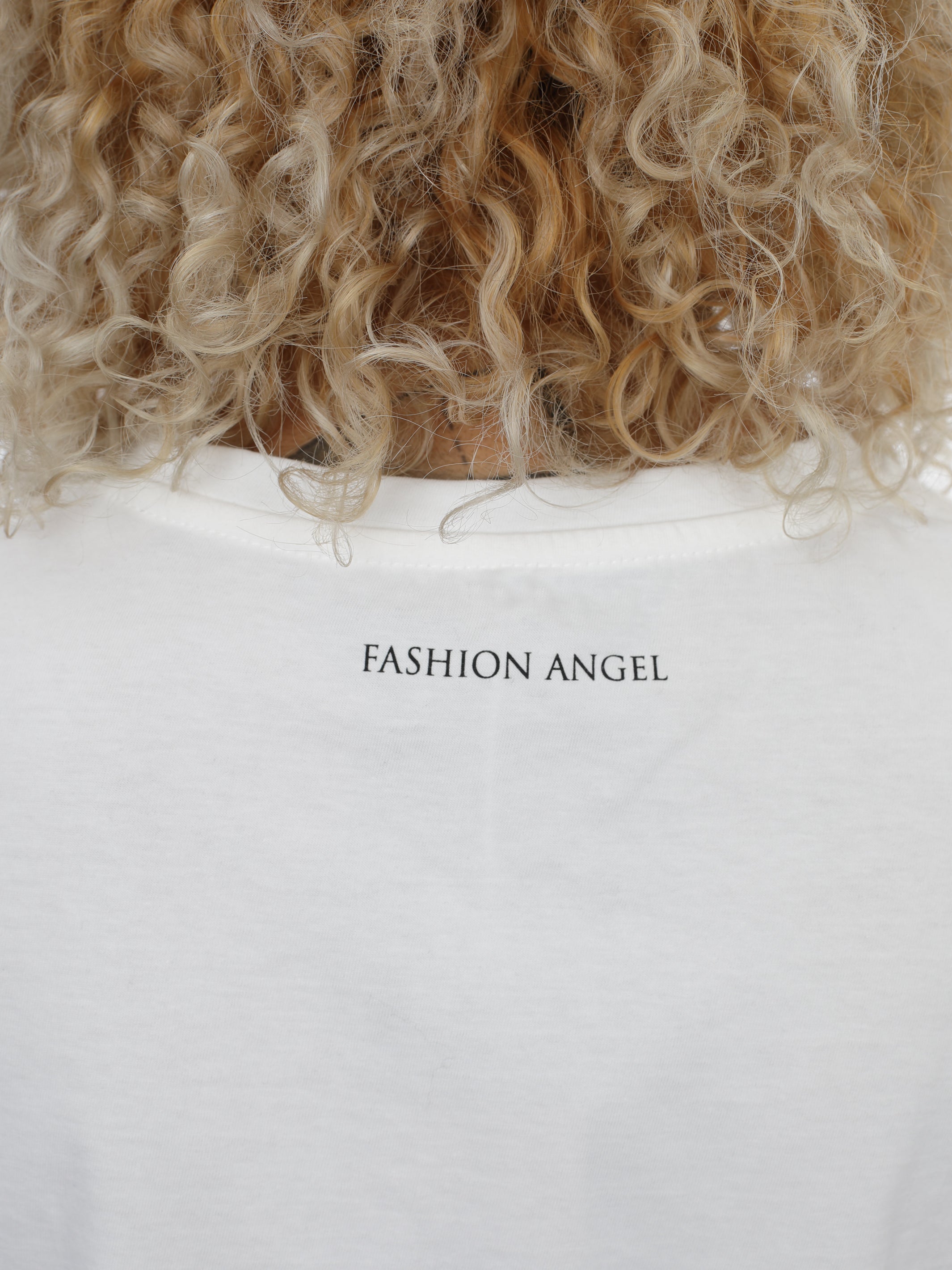 T-shirt avec ourlet et impression en blanc cassé