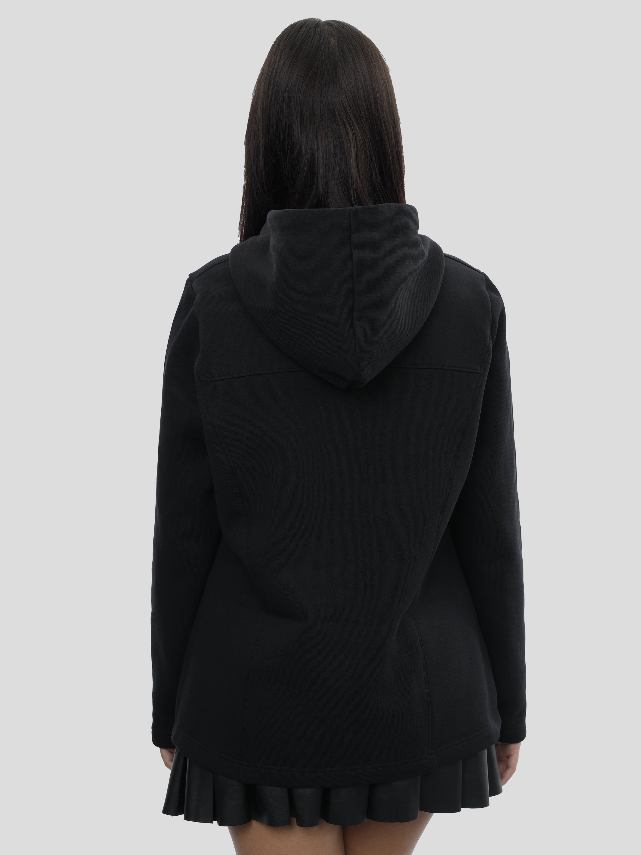 Regular zip hoodie for women in black
