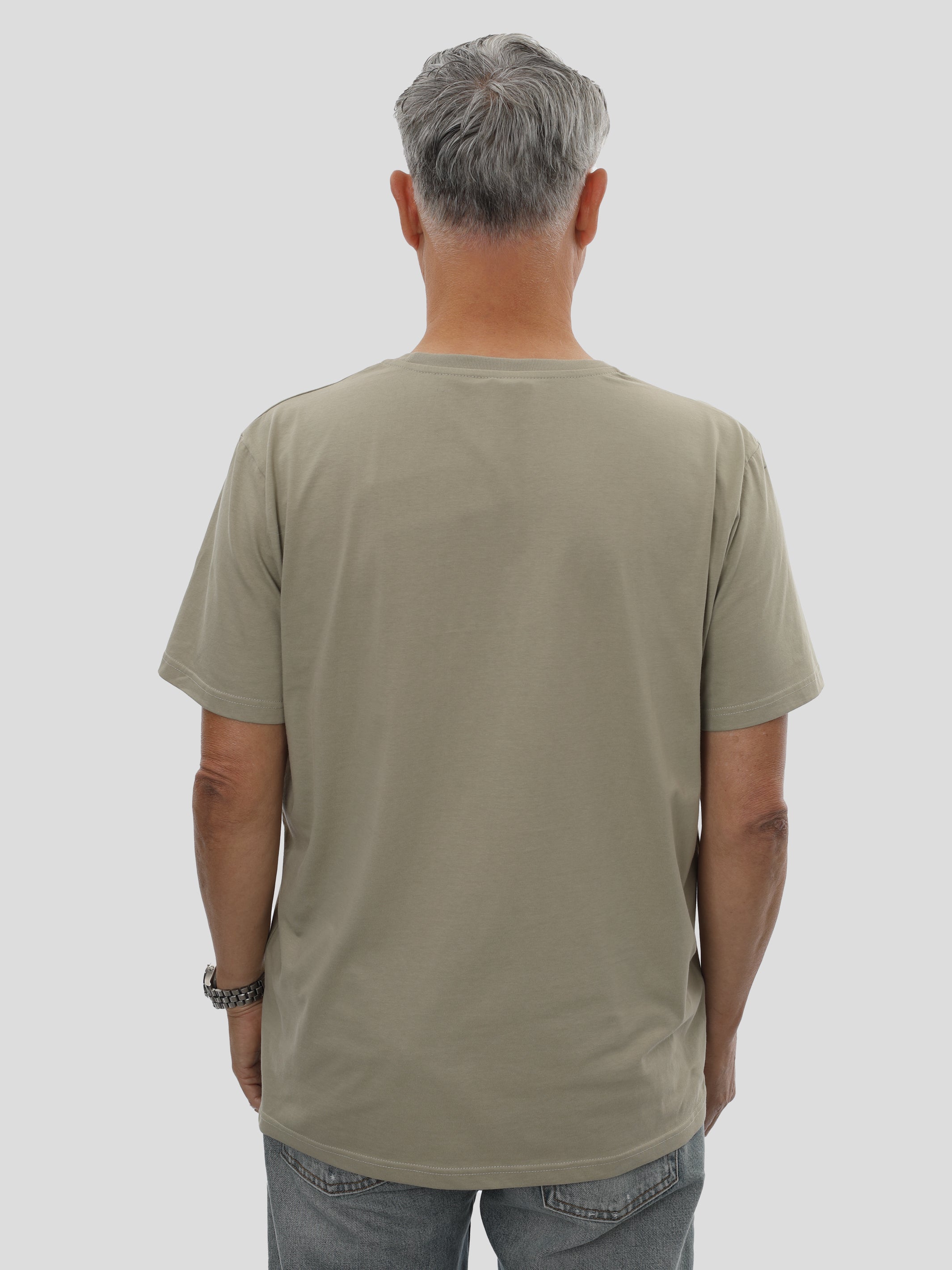 T-Shirt Regular Männer mit Print in Olive