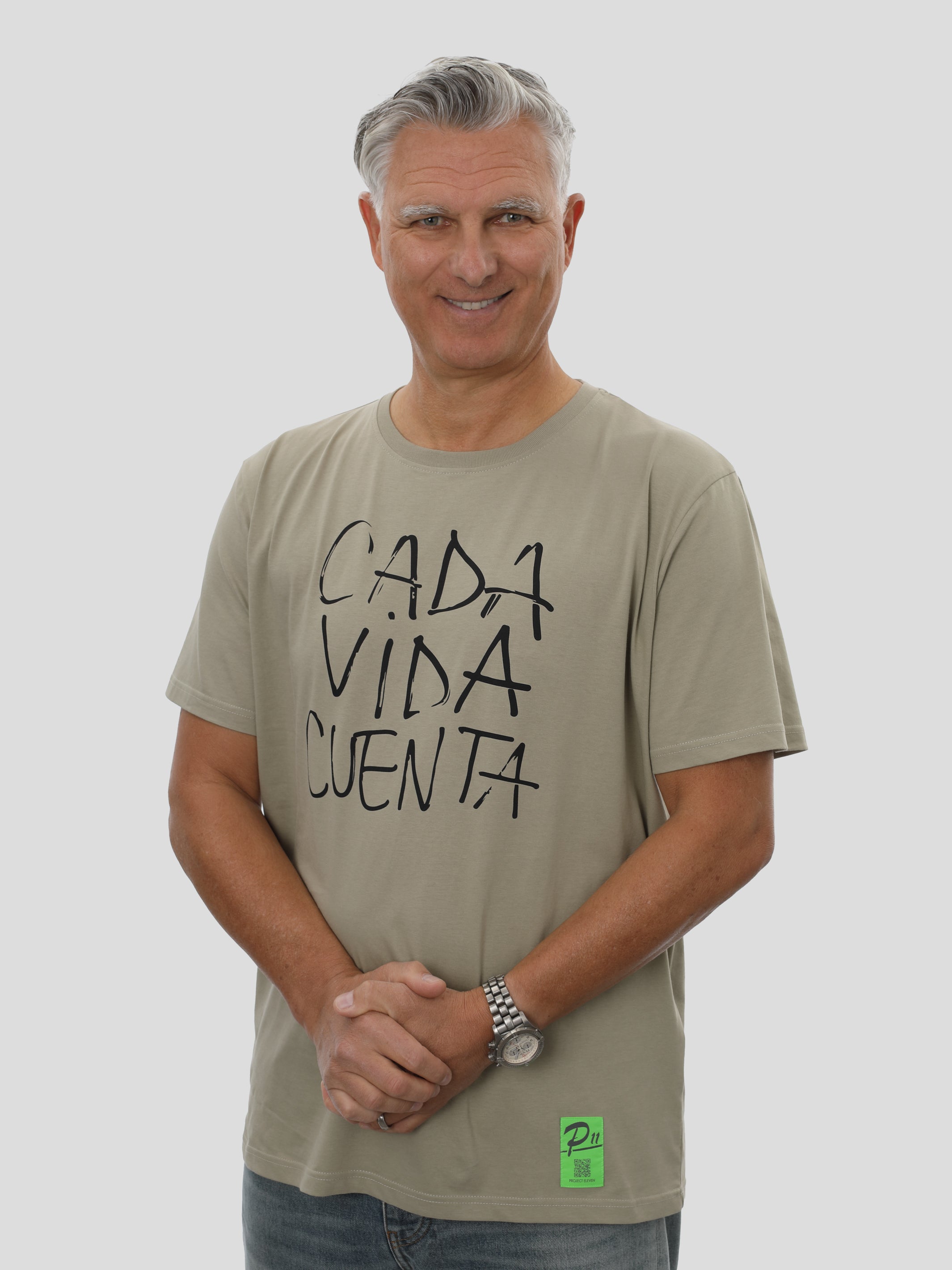 T-Shirt Regular Männer mit Print in Olive