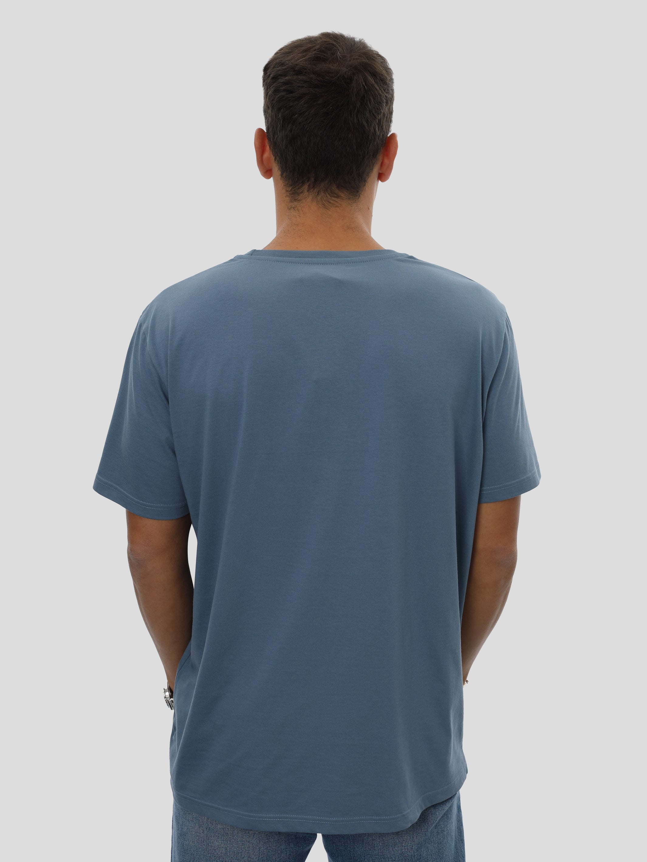 T-Shirt Regular Männer mit Print in Blau