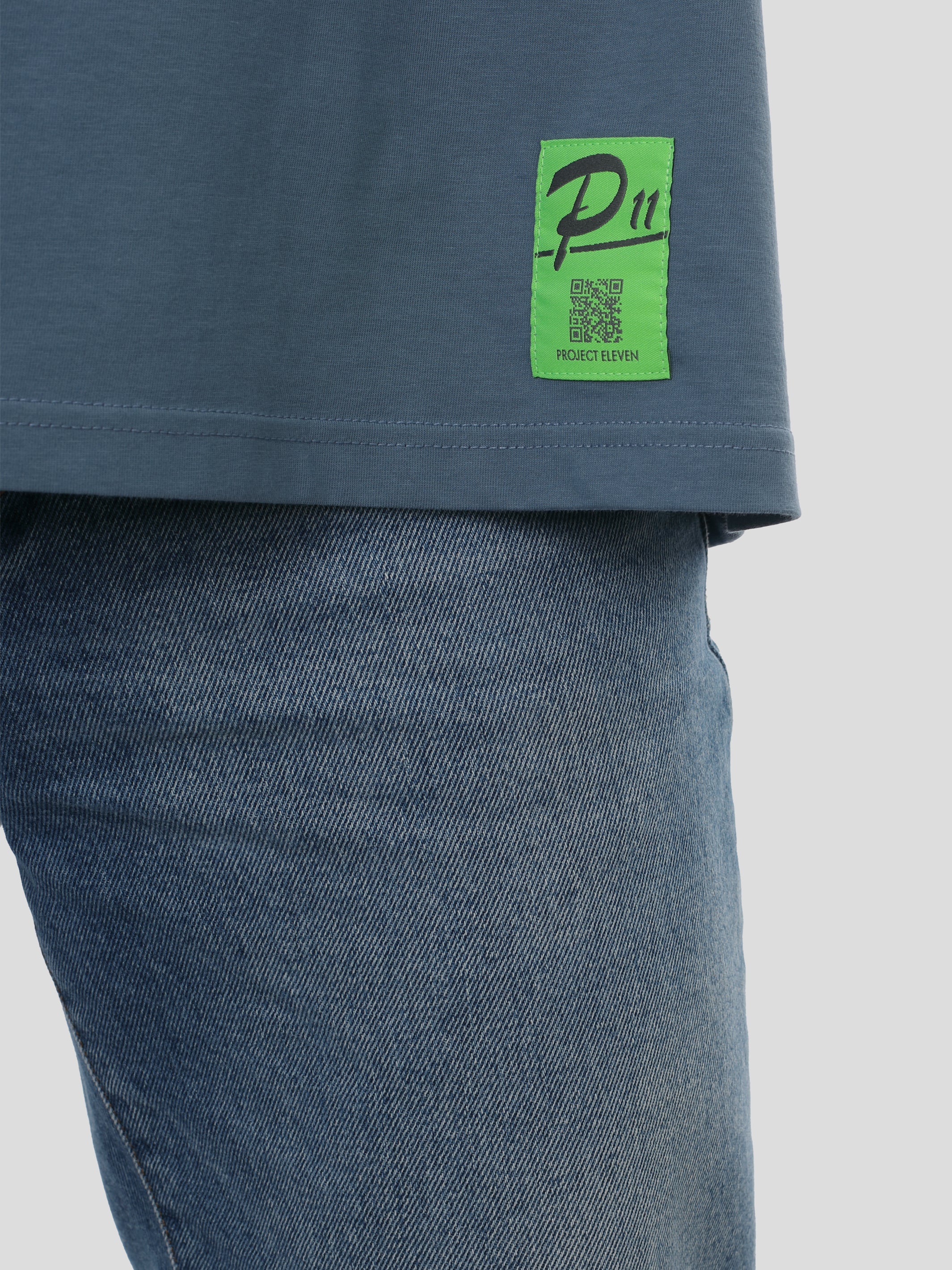 T-Shirt Regular Männer mit Print in Blau