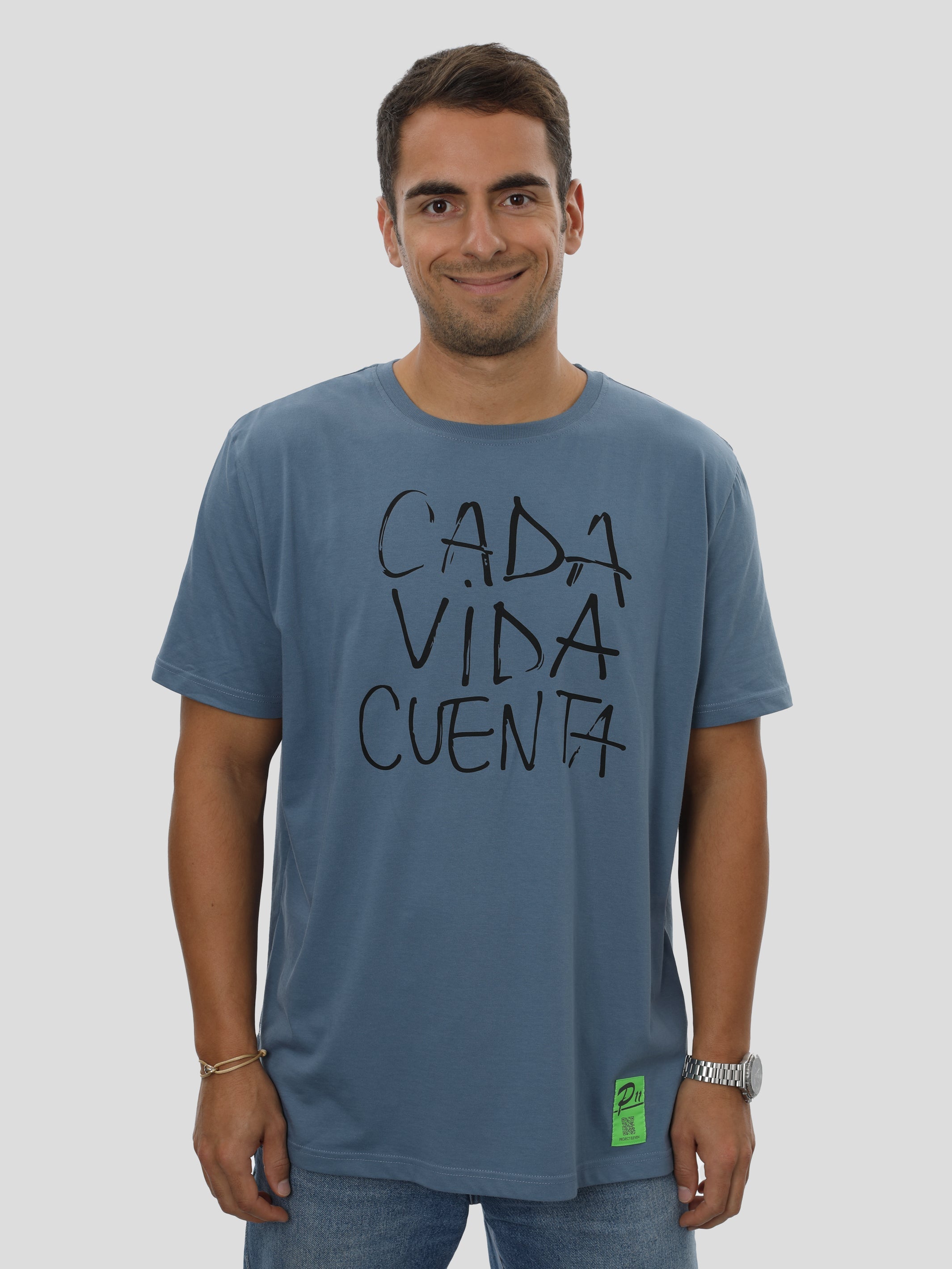 T-Shirt Regular Männer mit Print in Blau