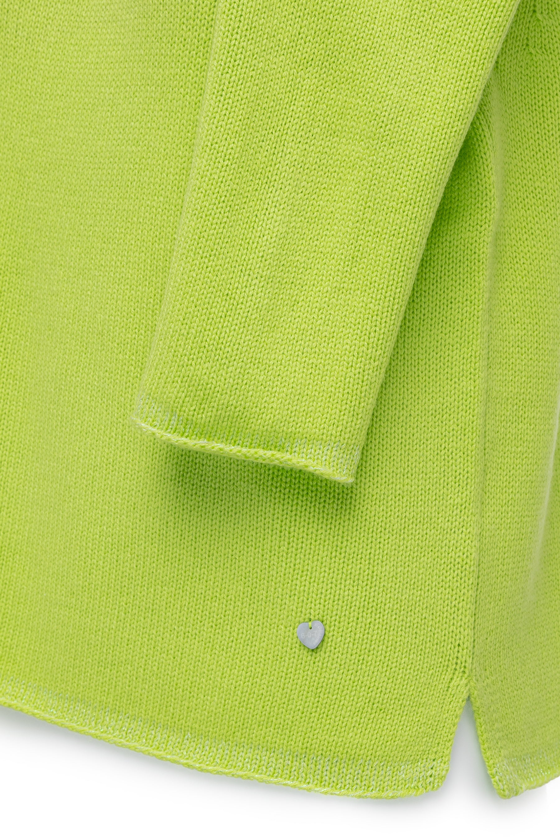 Boxy Raglan Strick-Pullover in Limegreen und Lurex-Akzenten six-o-seven